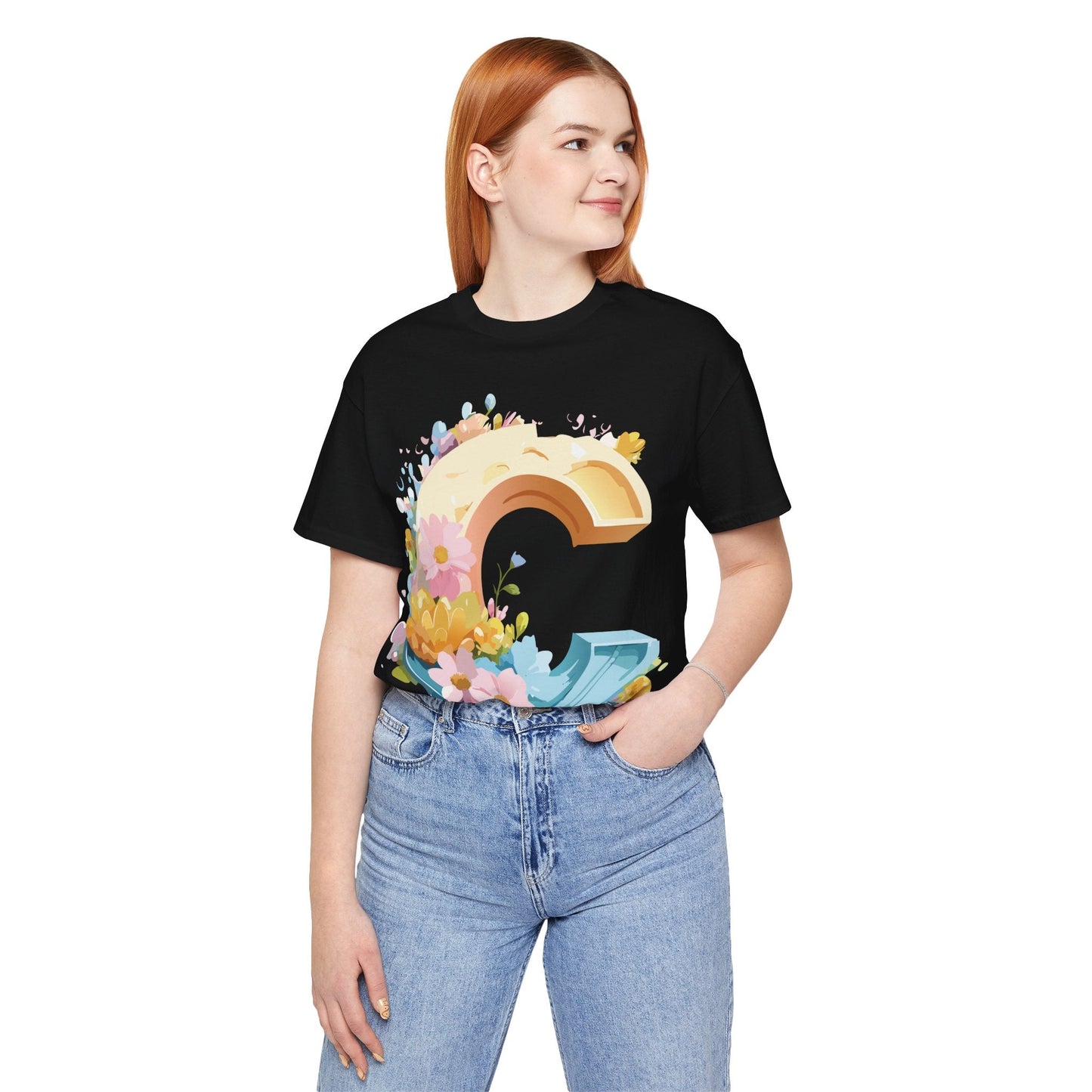 Letter C Graphic Tee Premium Unisex Vintage Art Design Shirt By Adelpha Short Sleeve