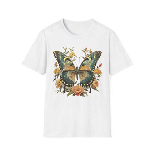 Butterfly Print T Shirt Unisex Monarch Shirt Gildan Softstyle 64000 Ring Spun Cotton