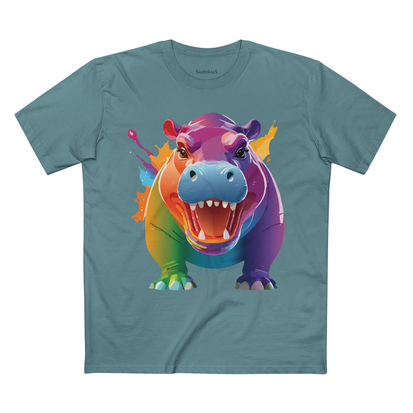Hippo Graphic Unisex 100 Cotton Staple Tee with Animal Design Artwork 6