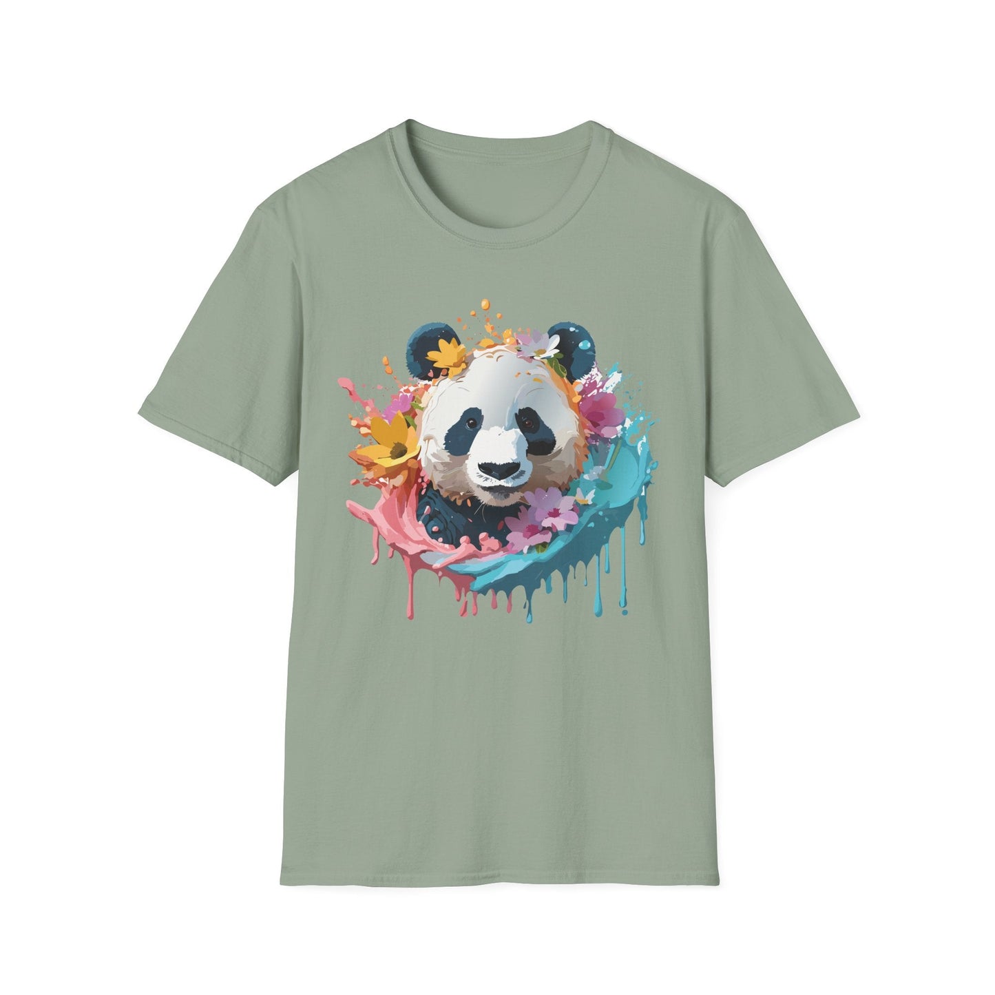 Unisex Panda Shirt Softstyle Tee 100 Percent Ring Spun Cotton Casual Animal Print