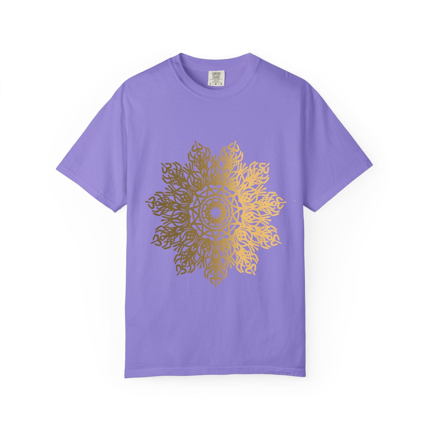 Unisex Garment Dyed Cotton T-Shirt with Mandala Graphic Design