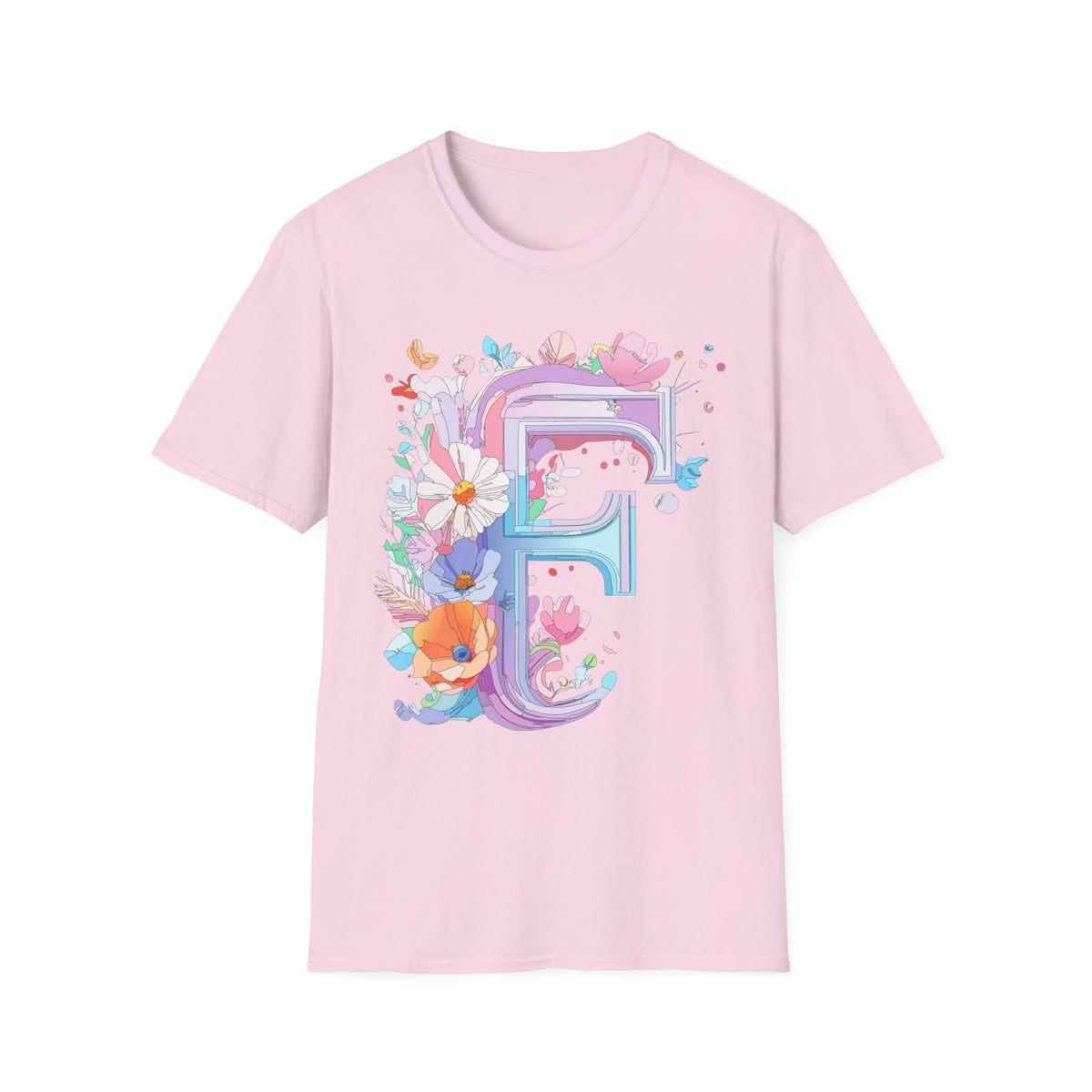 Floral Letter F T-Shirt | Watercolor Monogram Tee