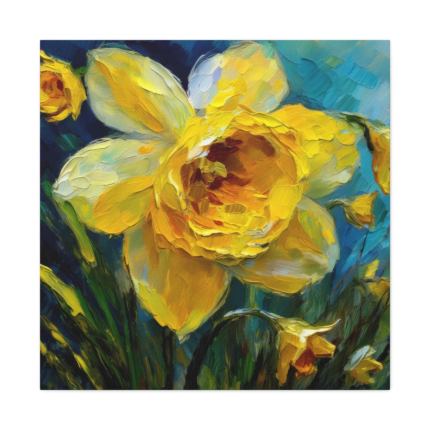 Narcissus Print Canvas, Floral Oil Paint Print 20x20, 24x24, 30x30, 32x32, 36x36 Art Design Pine-Wood Inner Frame MC-179