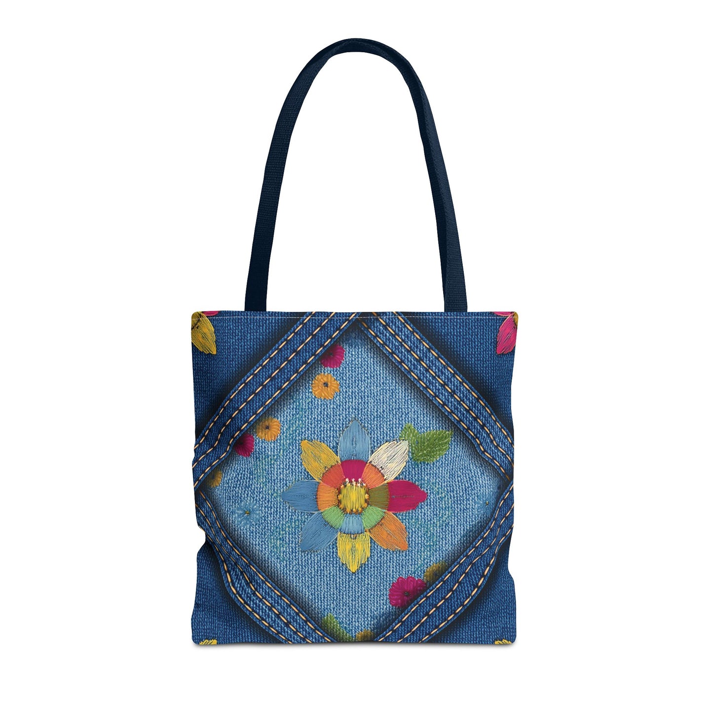 Denim Fabric Imitation Print Unisex Canvas Bag Poly Spun 3 Sizes Tote Bag 161