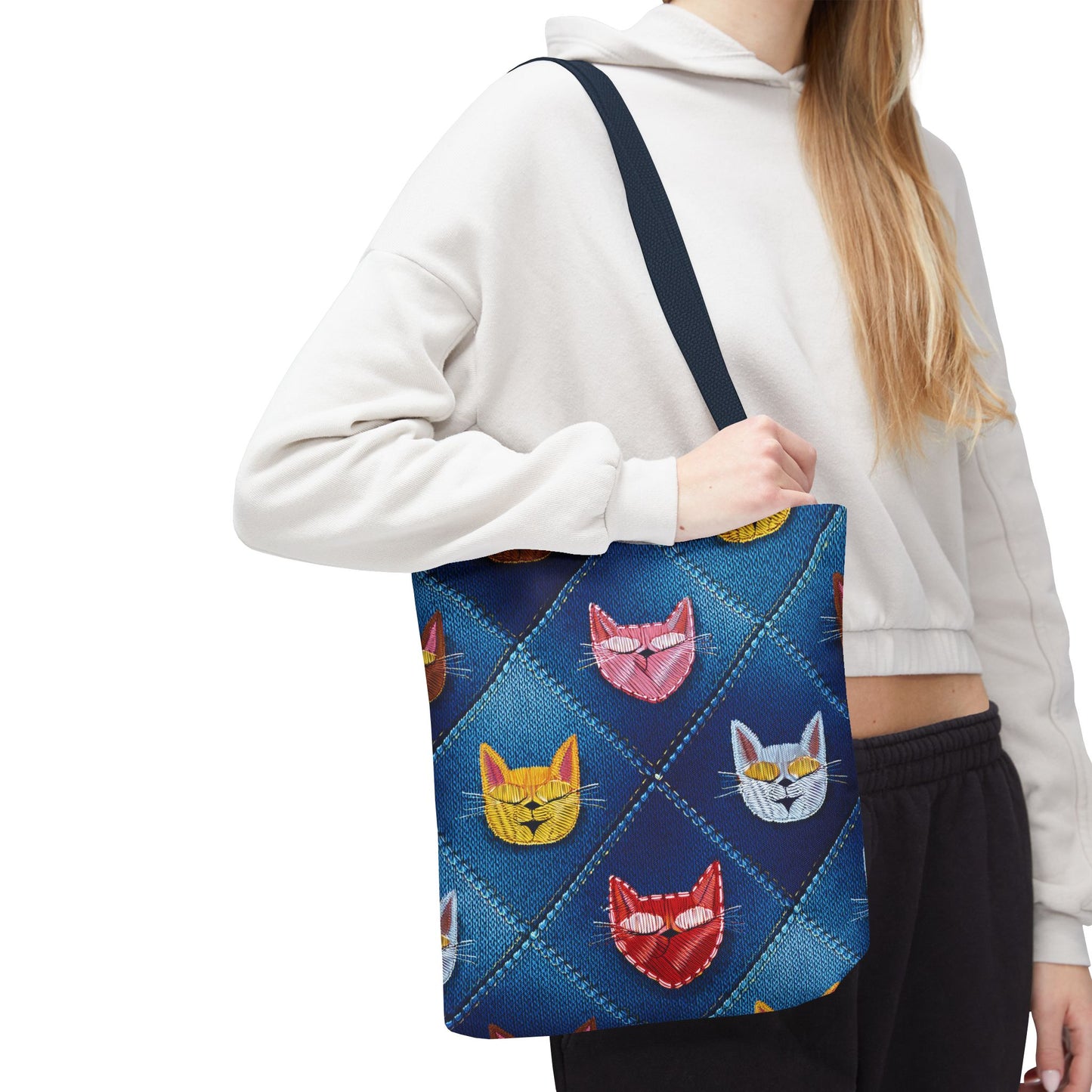 Love Day Graphic Design Denim Fabric Imitation Print Unisex Canvas Bag POLY 3 Sizes Tote Bag 201-21