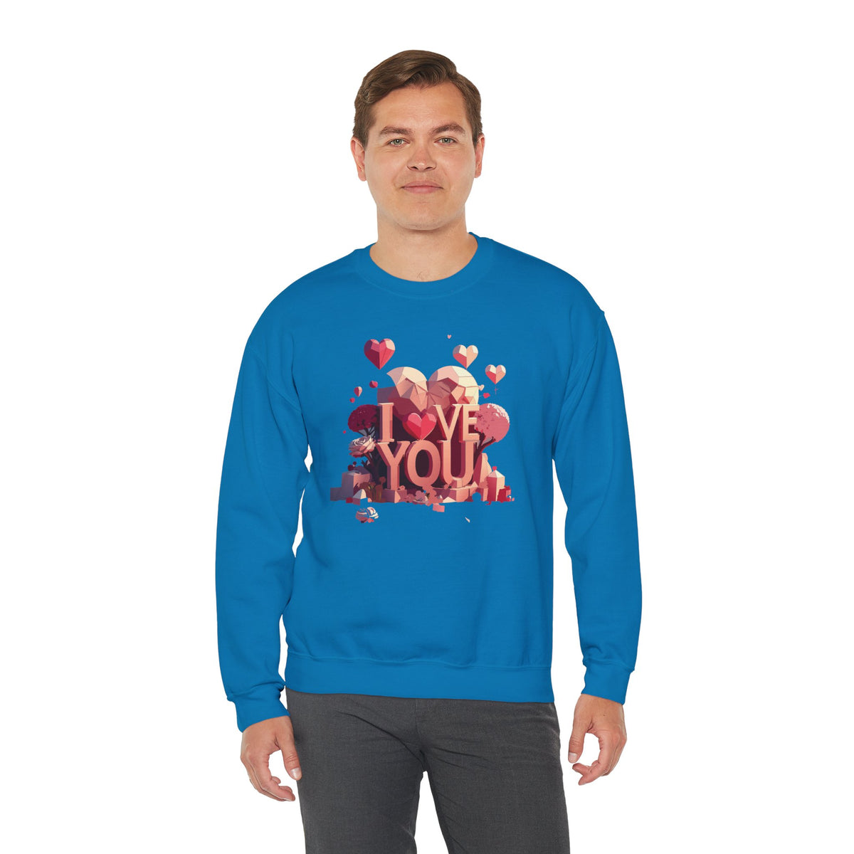 Unisex Big Heart Love Sweatshirt, Love Heart Sweatshirt, Floral Love Sweatshirt, 50/50 Cotton-Poly Valentine's Day Sweatshirt 10