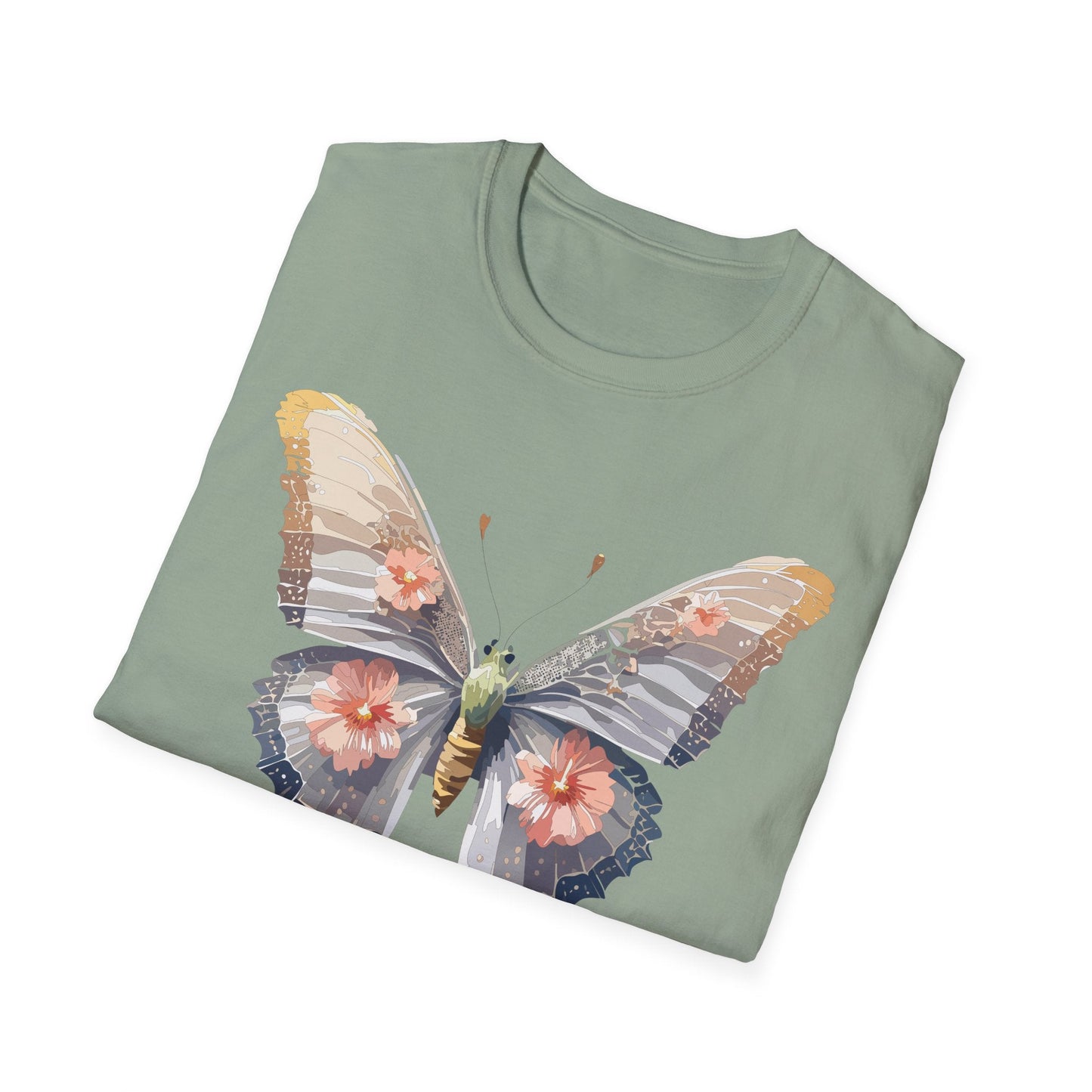 Butterfly T Shirt Unisex Monarch Design Gildan Softstyle 64000 100 Percent Ring Spun Cotton