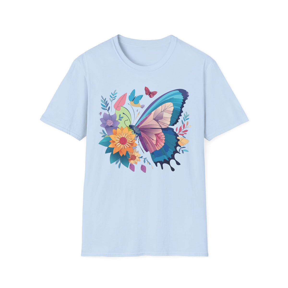 Watercolor Butterfly Floral Graphic Design Unisex 100 Cotton Gildan T-Shirt