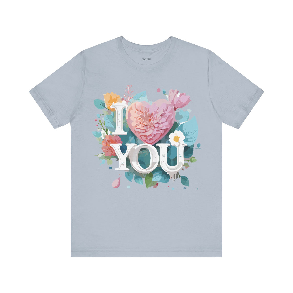Valentine's Day Graphic Unisex Cotton Bella+Canvas Tee with Floral Art Design d103