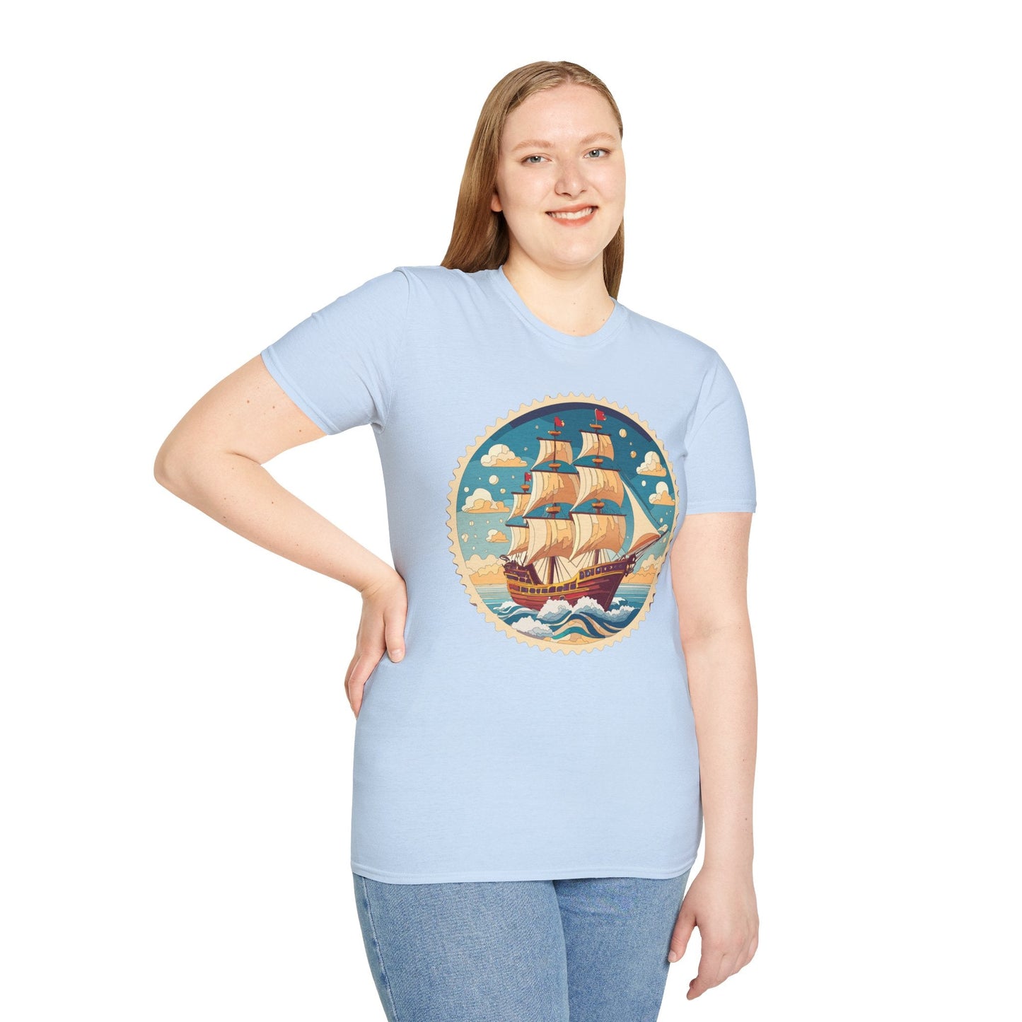 Frigate Ship T Shirt Unisex Short Sleeve 100 Percent Ring Spun Cotton Soft Tee Gildan 64000
