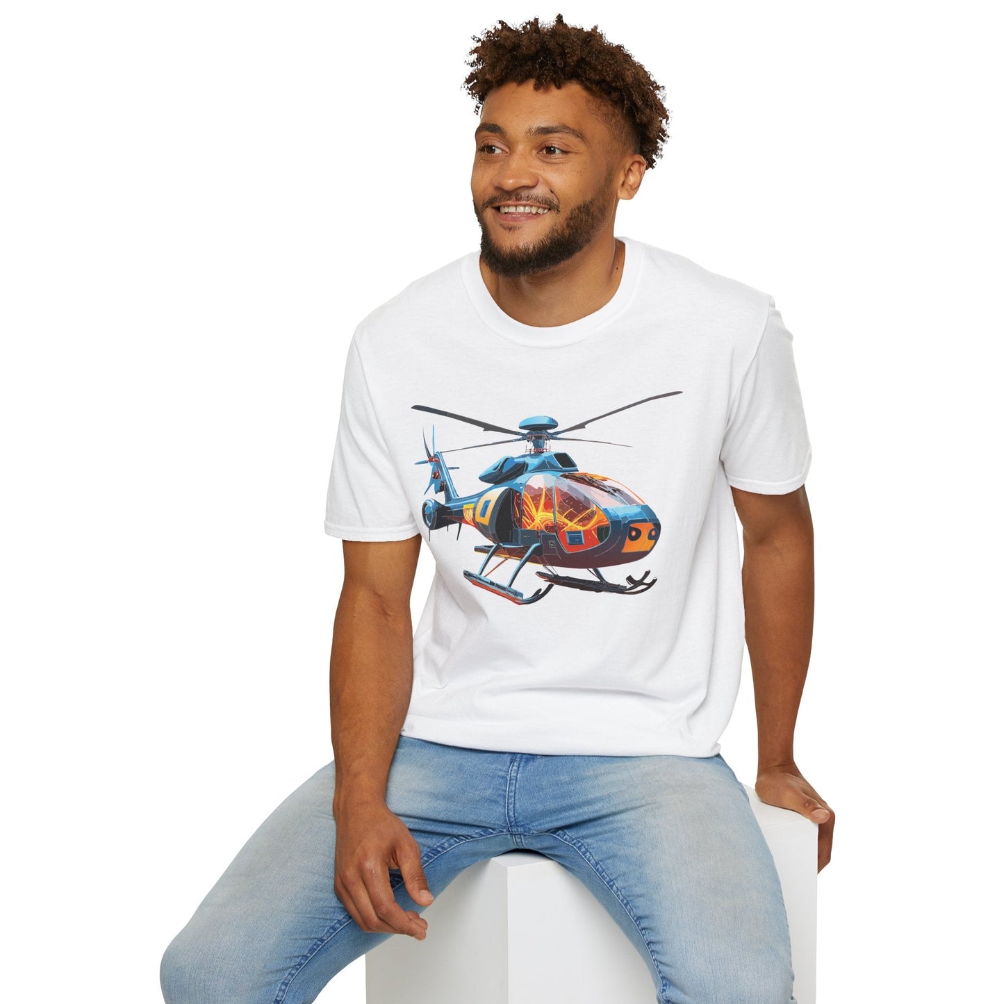 Helicopter Chopper Shirt Unisex Gildan Softstyle 64000 Short Sleeve Tee For Everyday Wear