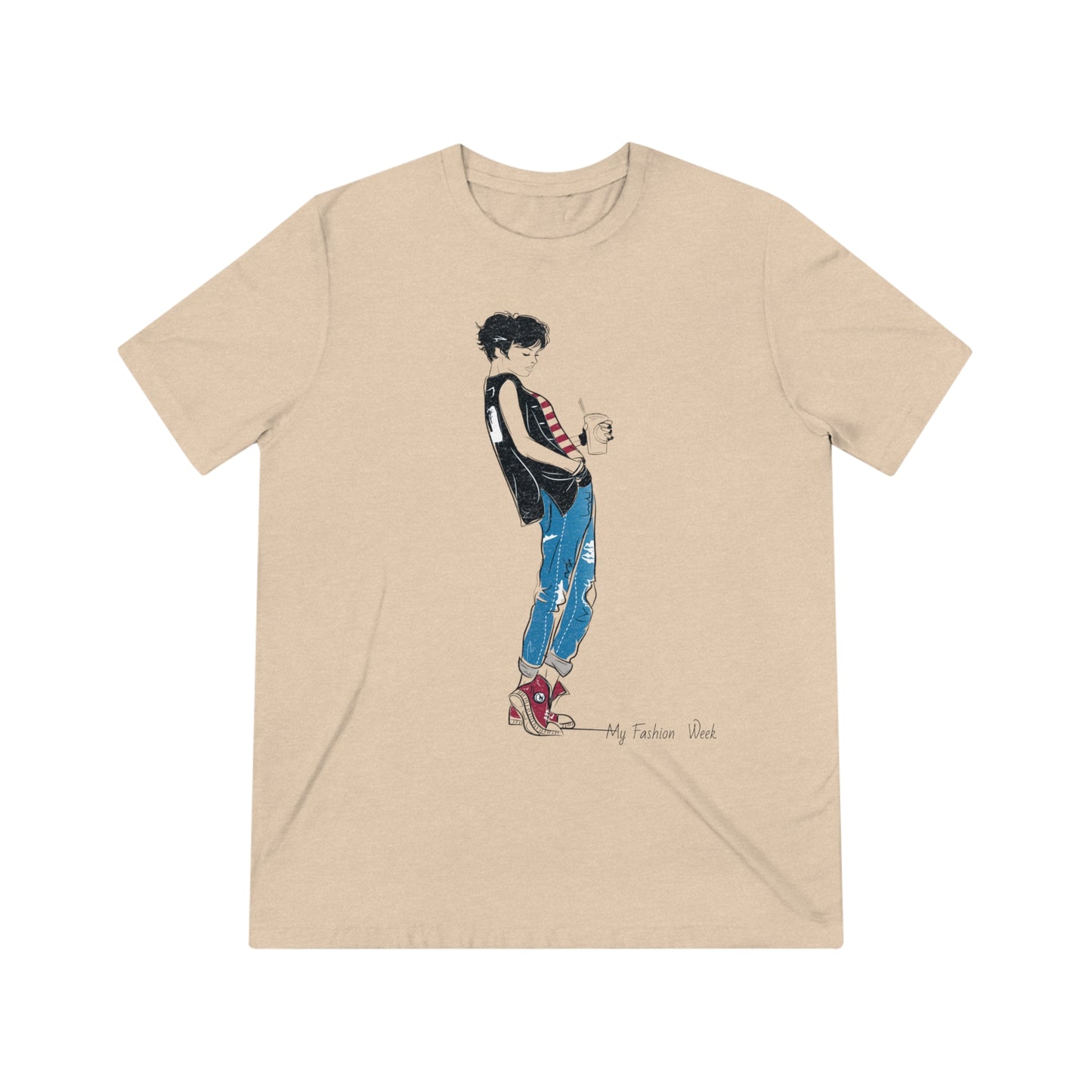 Tri-blend Tee Shirt with Art Design