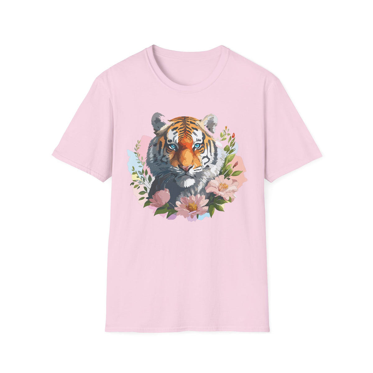 Floral Tiger Portrait T-Shirt | Watercolor Tiger Face Tee