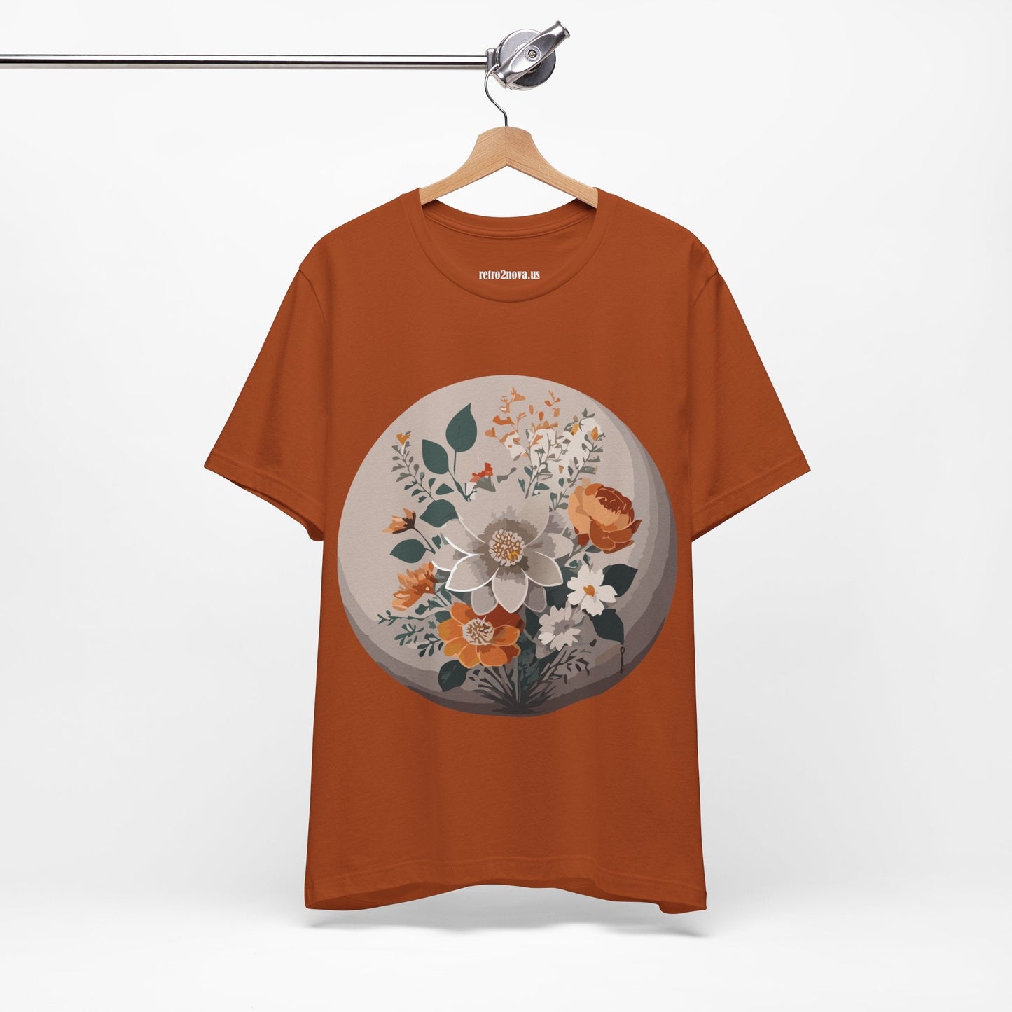 Retro2Nova Floral Shirt Unisex Short Sleeve Tee Lightweight Breathable Cotton Blend Jersey
