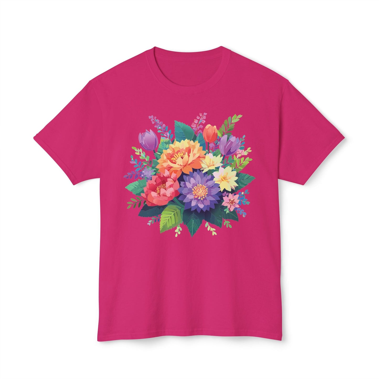 Unisex HD Cotton Art Print T Shirt Floral Design Tee Vintage Flowers Tee Shirt Made in USA