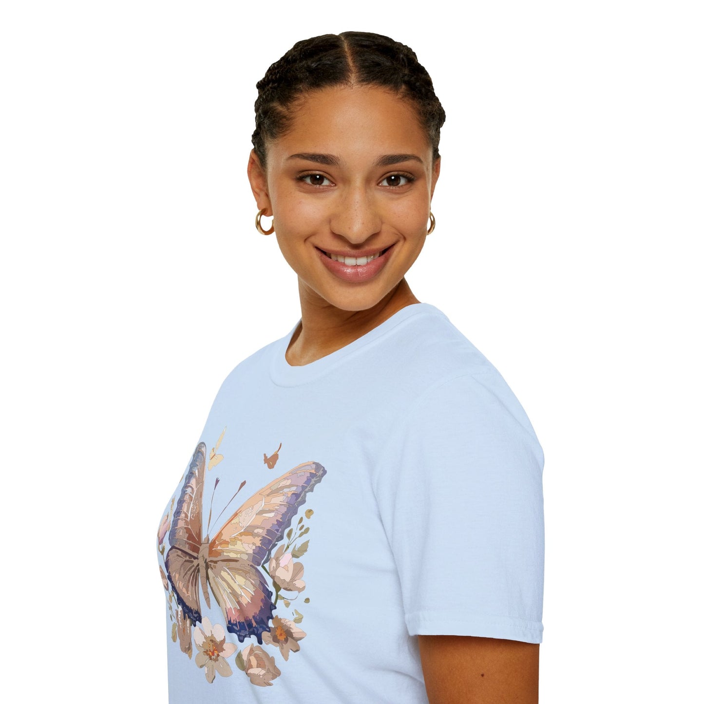 Butterfly T Shirt Unisex Softstyle Monarch Design 100 Percent Cotton Tee For Everyday Comfort