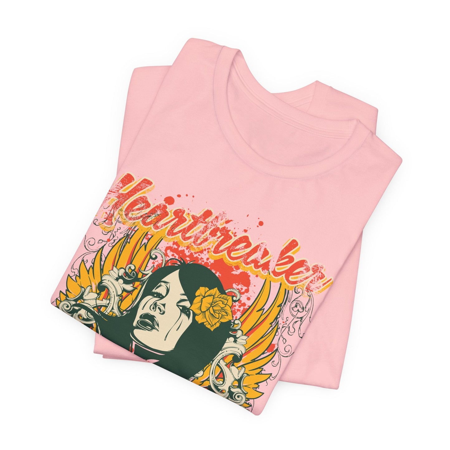 Heartbreaker Illustration Tee Retro Femme Portrait Floral Skull Graphic T-Shirt