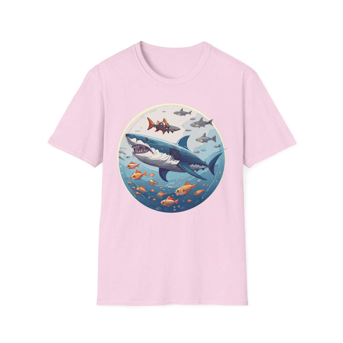 Great White Shark Circle Illustration T-Shirt | Ocean Sealife Sharks