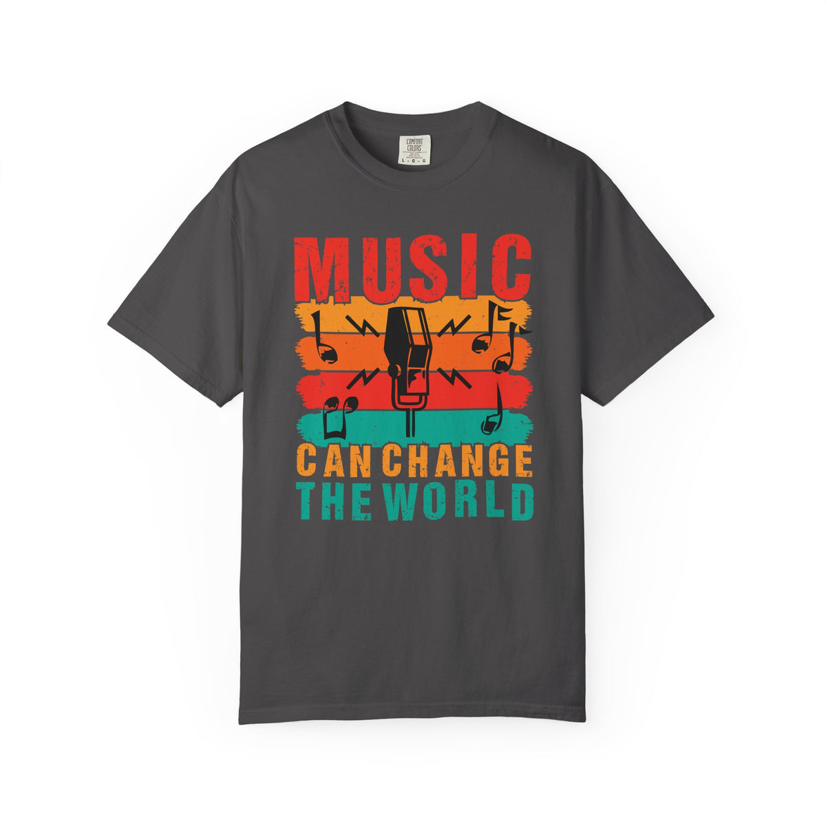 Music Can Change the World T-shirt Retro Microphone Music Notes Unisex Cotton Tee 089
