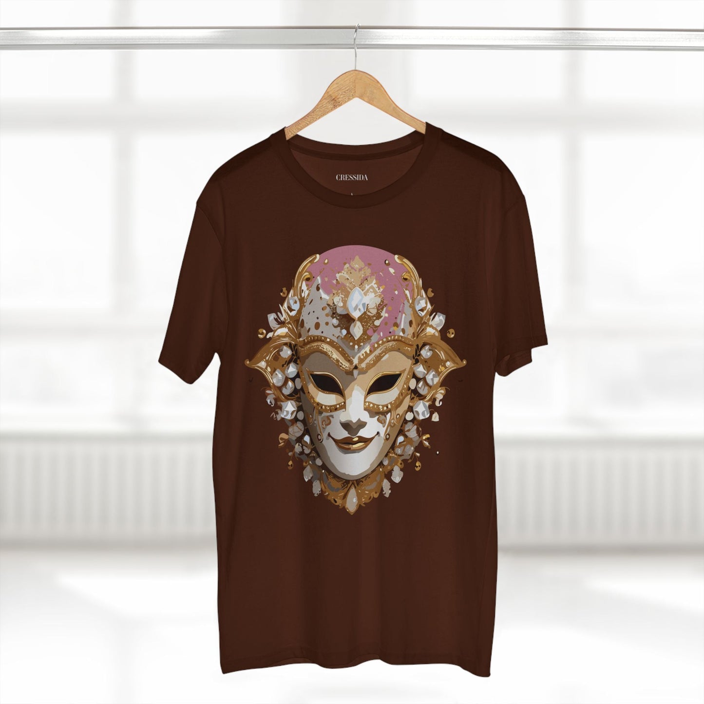 Carnival Mask Graphic T-Shirt Unisex 100 Cotton With Antique Gold Art Design Tee 19