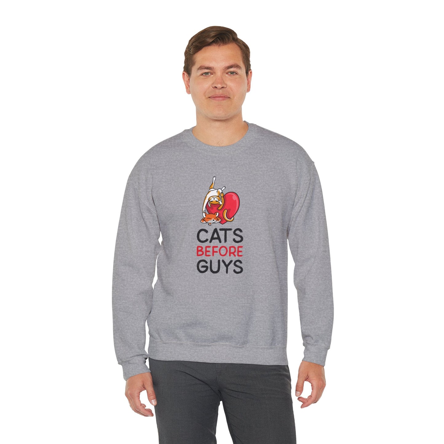 Cat Heart Sweatshirt Unisex Valentines Day 50 50 Cotton Poly Heavy Blend Crewneck Sweatshirt
