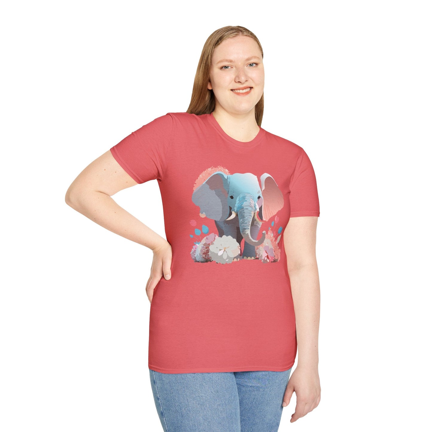 Elephant T Shirt Unisex Softstyle Graphic Tee With Elephant Animation Animal Print