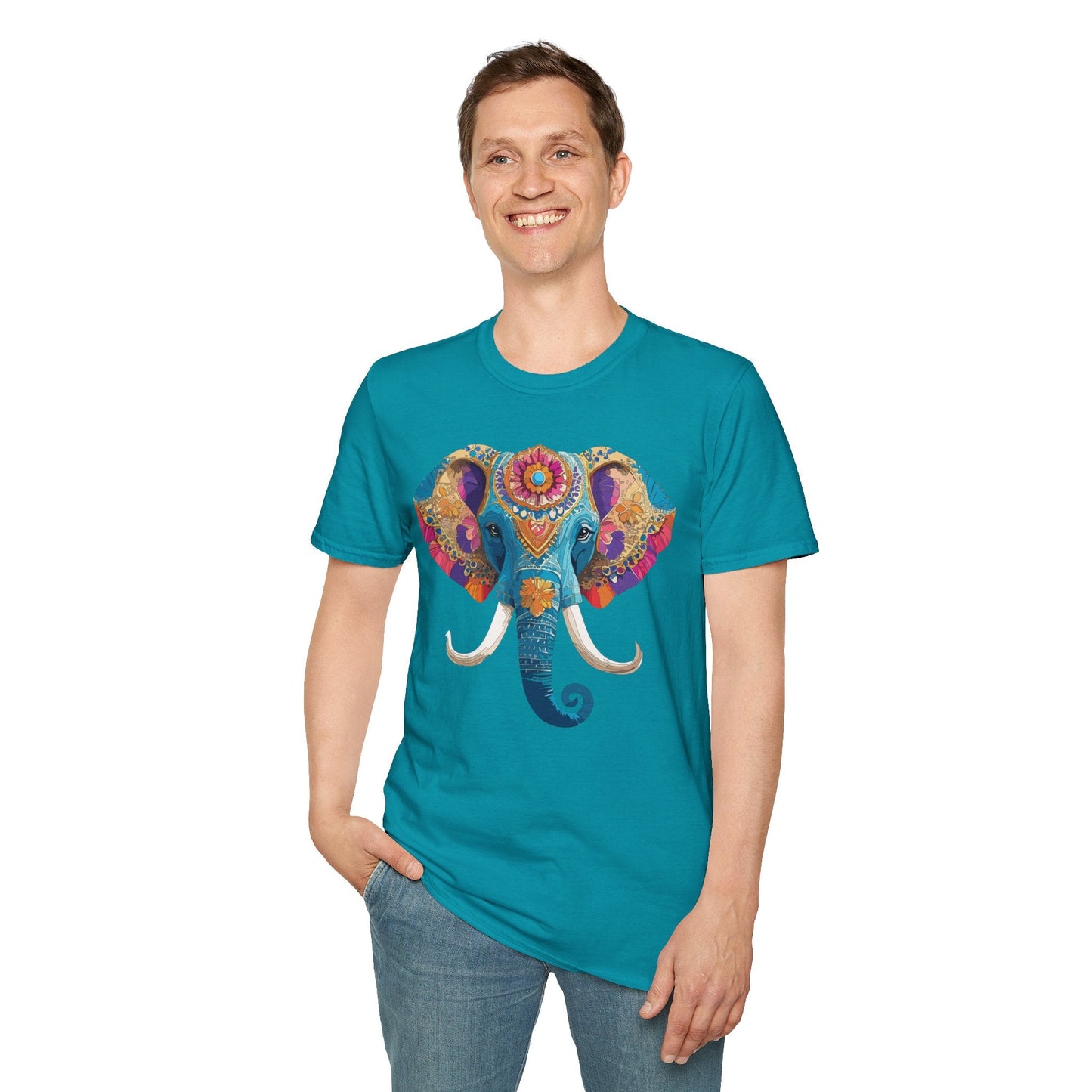 Unisex Elephant Graphic Tee Gildan Softstyle Cotton T Shirt Animal Print Comfortable Wear