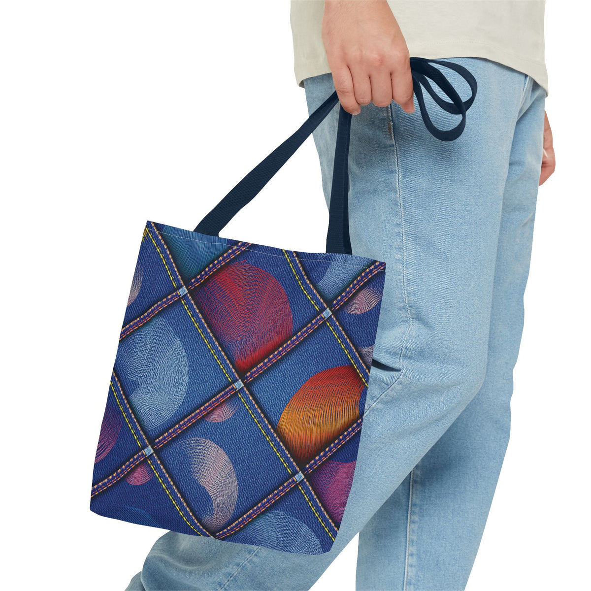 Denim Fabric Imitation Print Unisex Canvas Bag Poly Spun 3 Sizes Tote Bag 186-5