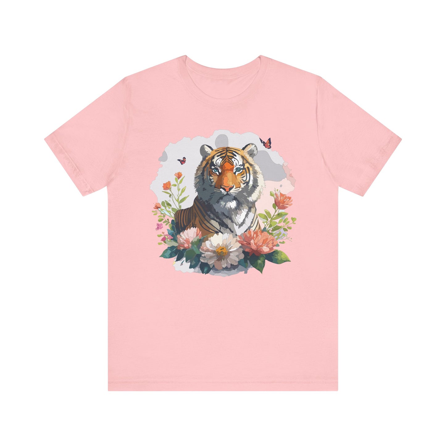 Floral Tiger Graphic Tee, Animal Shirt, Tiger Shirt, Flower Top, T-Shirt with Animal, Art Design