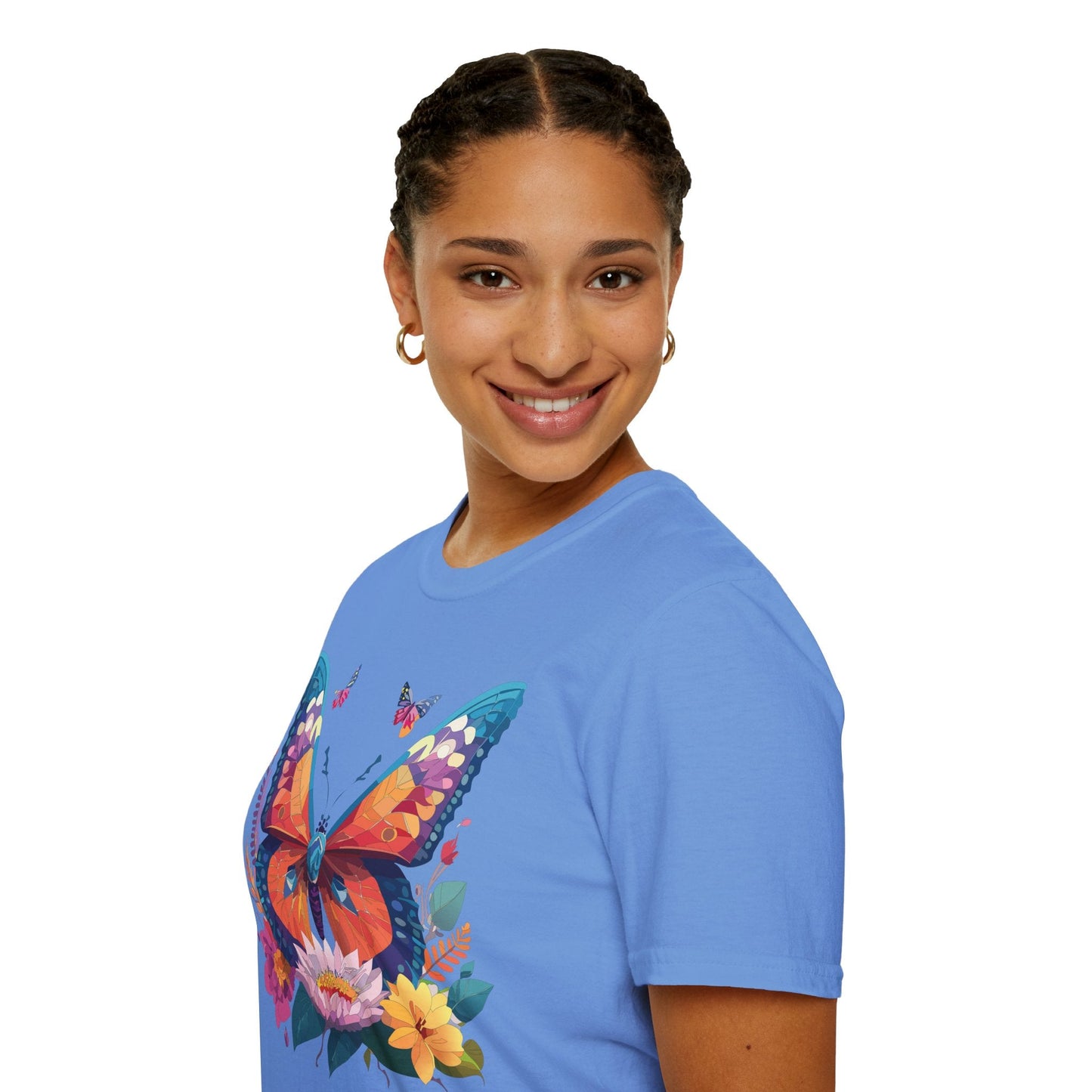 Butterfly Print Unisex T Shirt Softstyle 64000 Monarch Butterfly Themed Tee Ring Spun Cotton