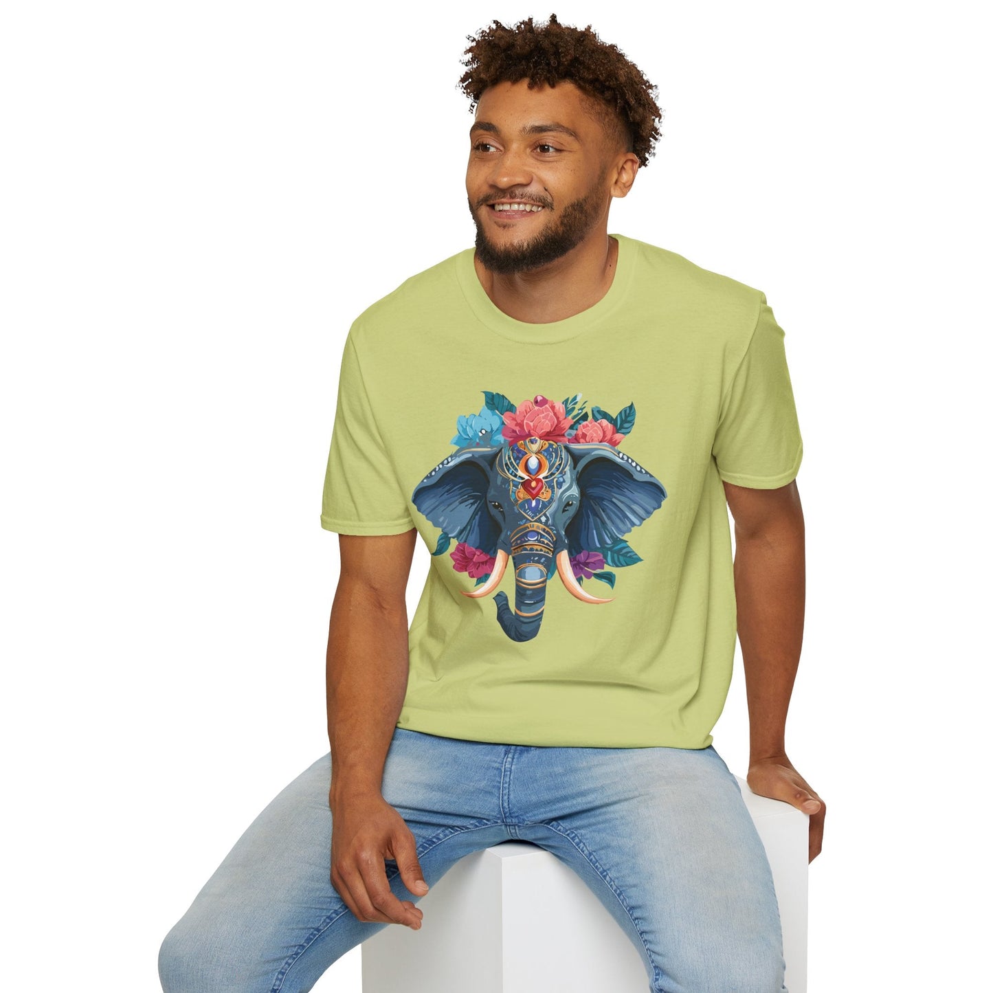 Elephant T Shirt Unisex Softstyle Tee Gildan 64000 100 Percent Ring Spun Cotton Fabric
