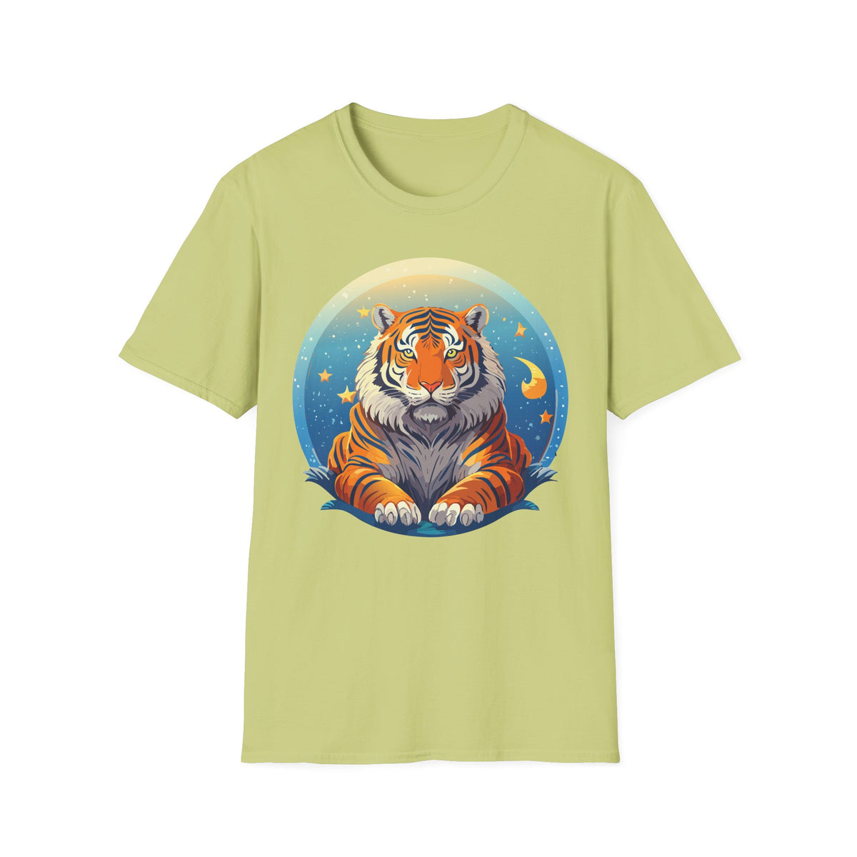 Celestial Tiger Illustration T-Shirt | Night Sky Moon Stars