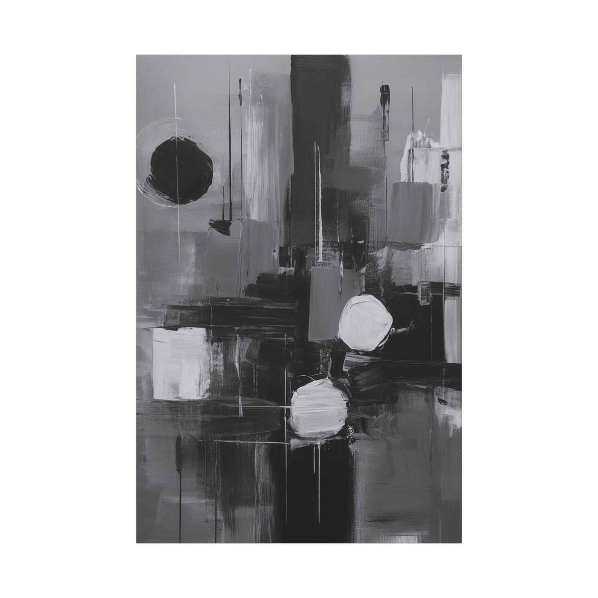 Black Abstract Painting Print Canvas 20x24,20x30,24x30, 24x32,24x36,30x40, 32x48,36x48,40x60 Pine-Wood Inner Frame ABS-16