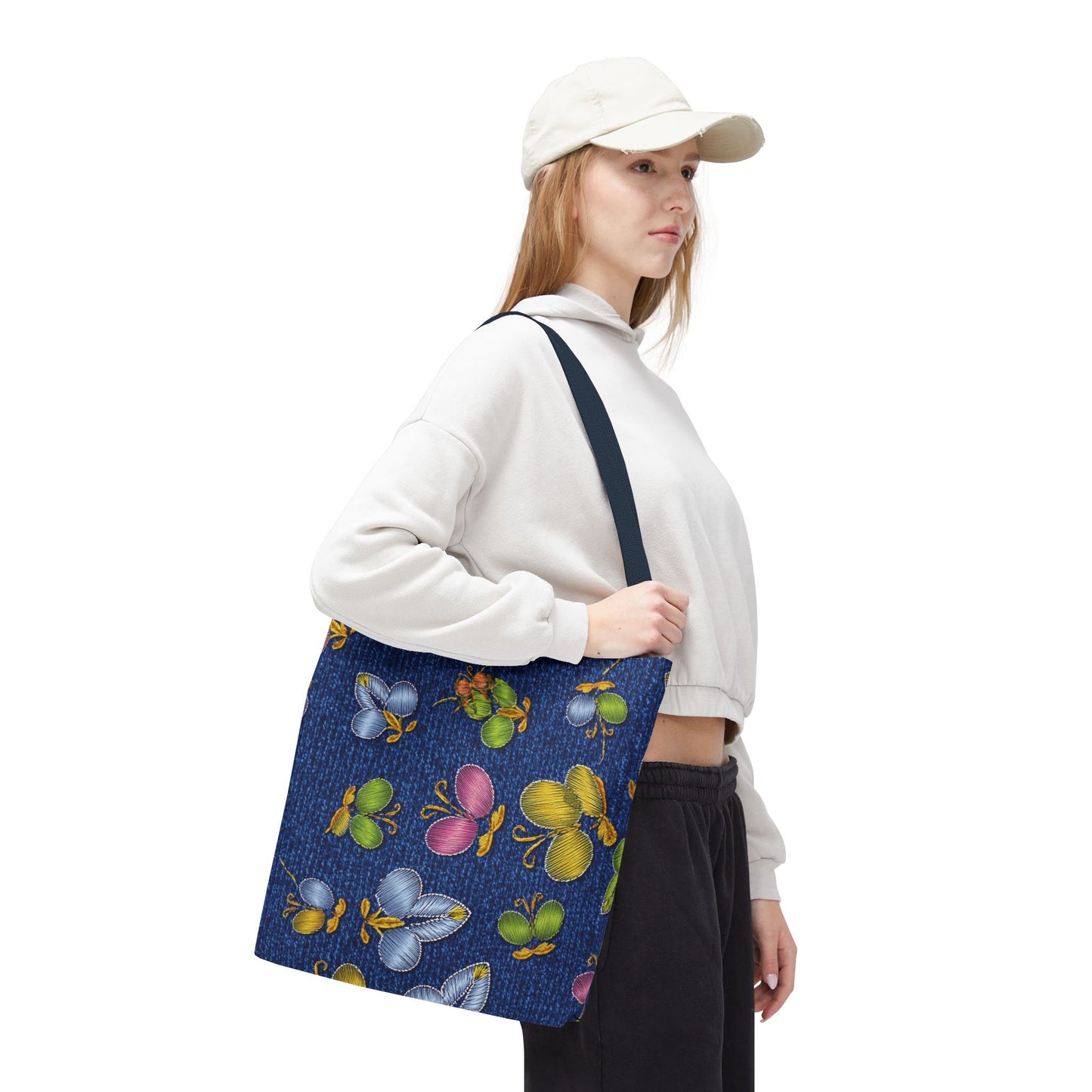 Denim Fabric Imitation Print Unisex Canvas Bag Poly Spun 3 Sizes Tote Bag 176