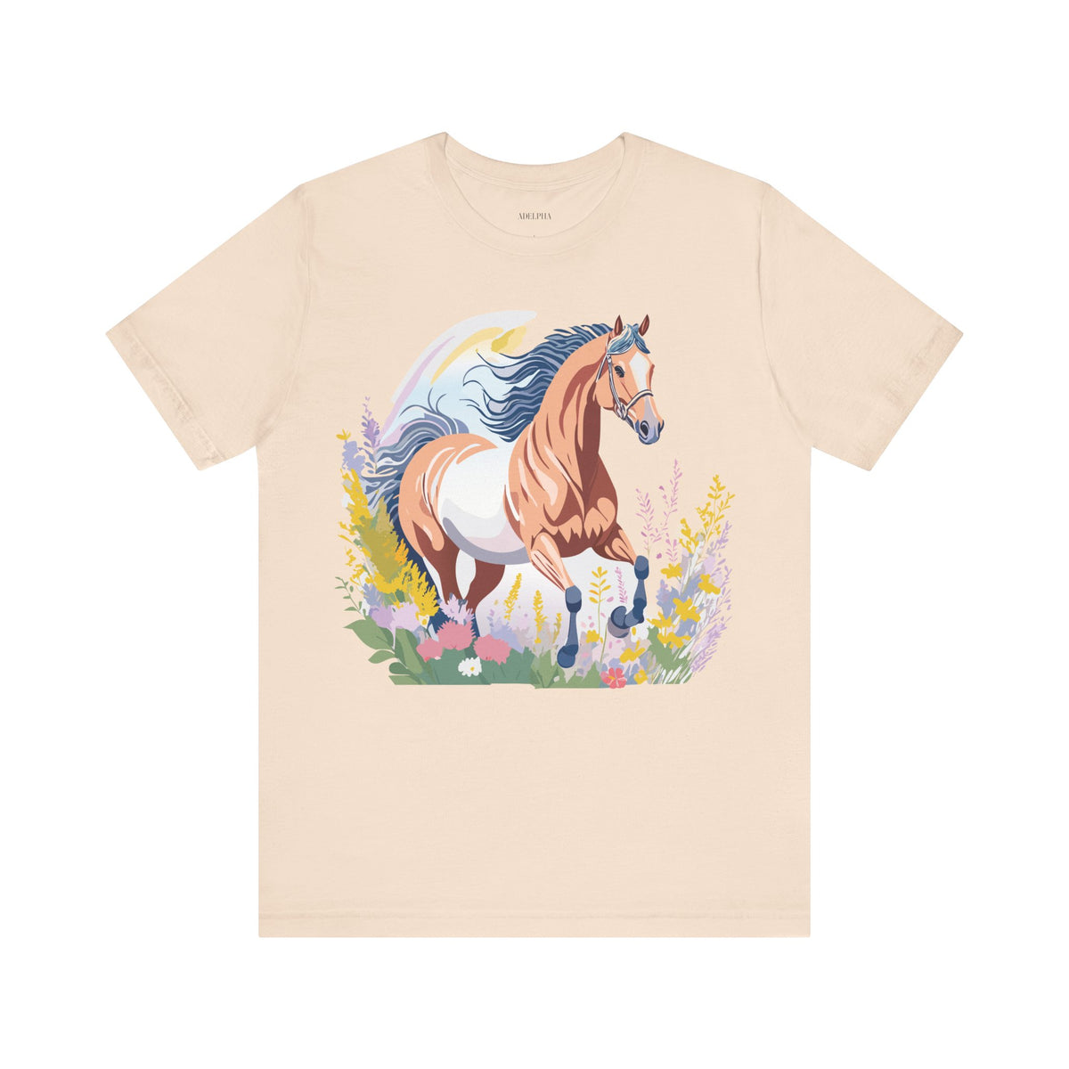 Horse Graphic Unisex Cotton Bella+Canvas Tee with Art Animal Design e26