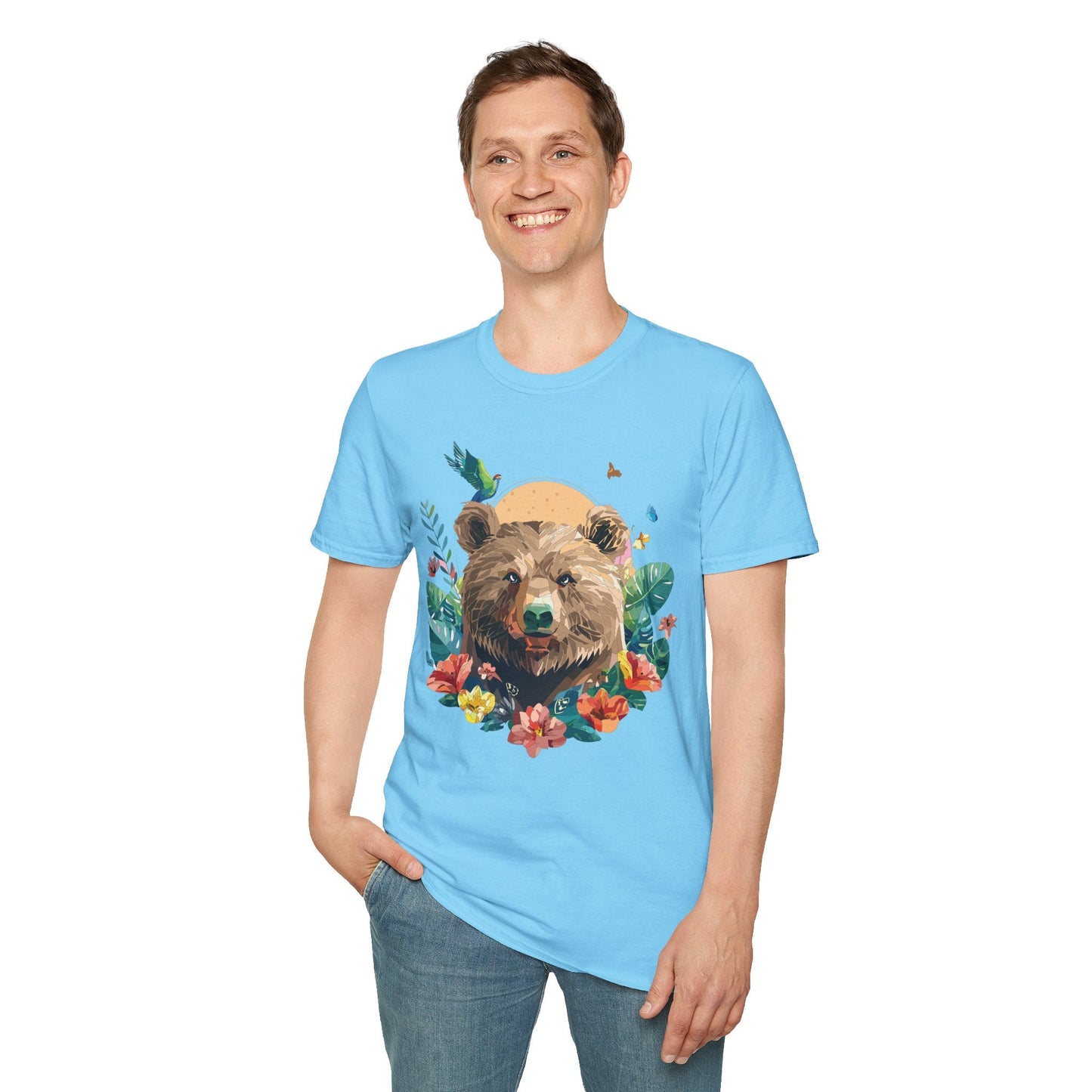 Bear T Shirt Unisex Graphic Tee Bear Lover Gift 100 Percent Ring Spun Cotton Softstyle 64000 Gildan