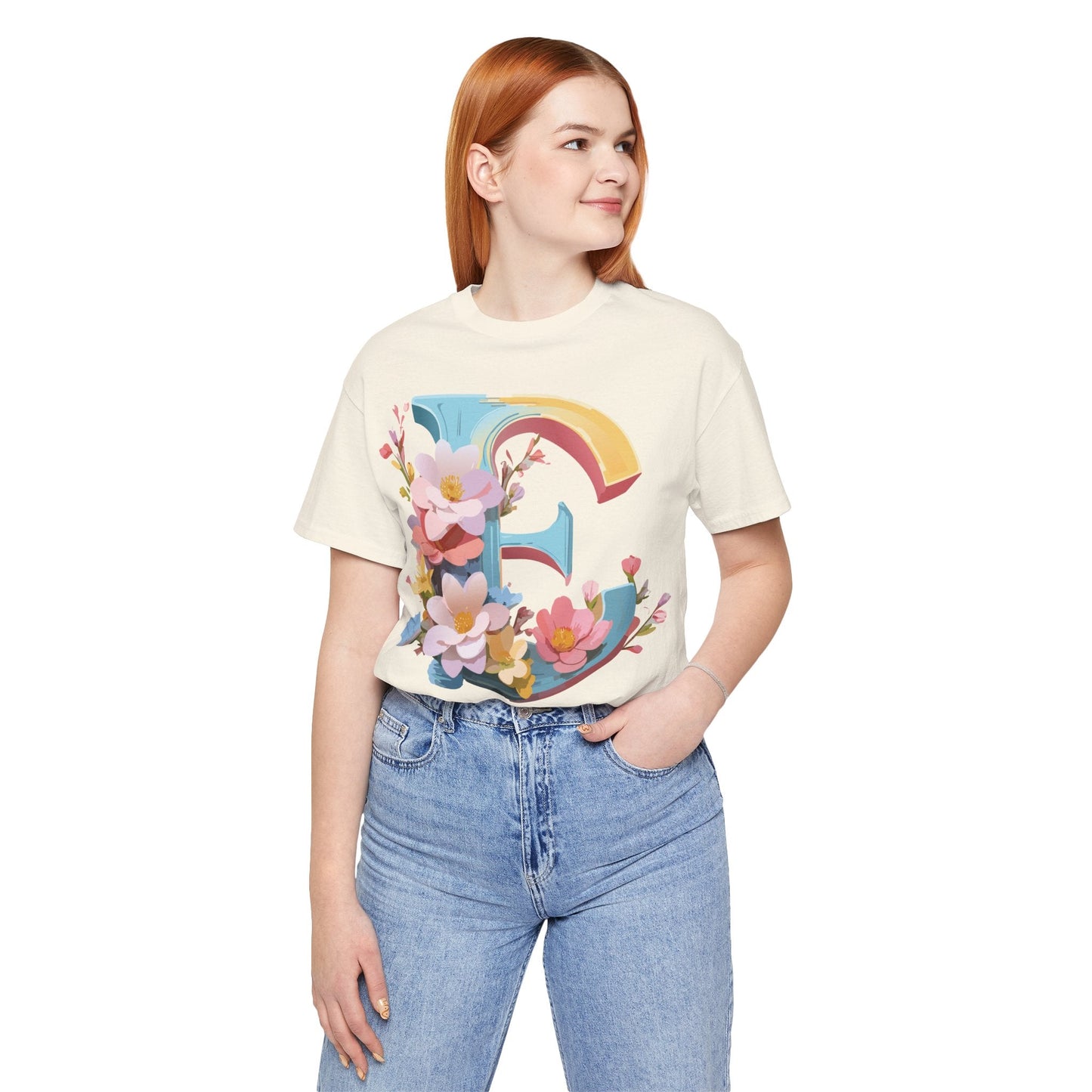 Letter E Shirt Unisex Graphic Tee Short Sleeve Vintage Inspired Art Design Adelpha