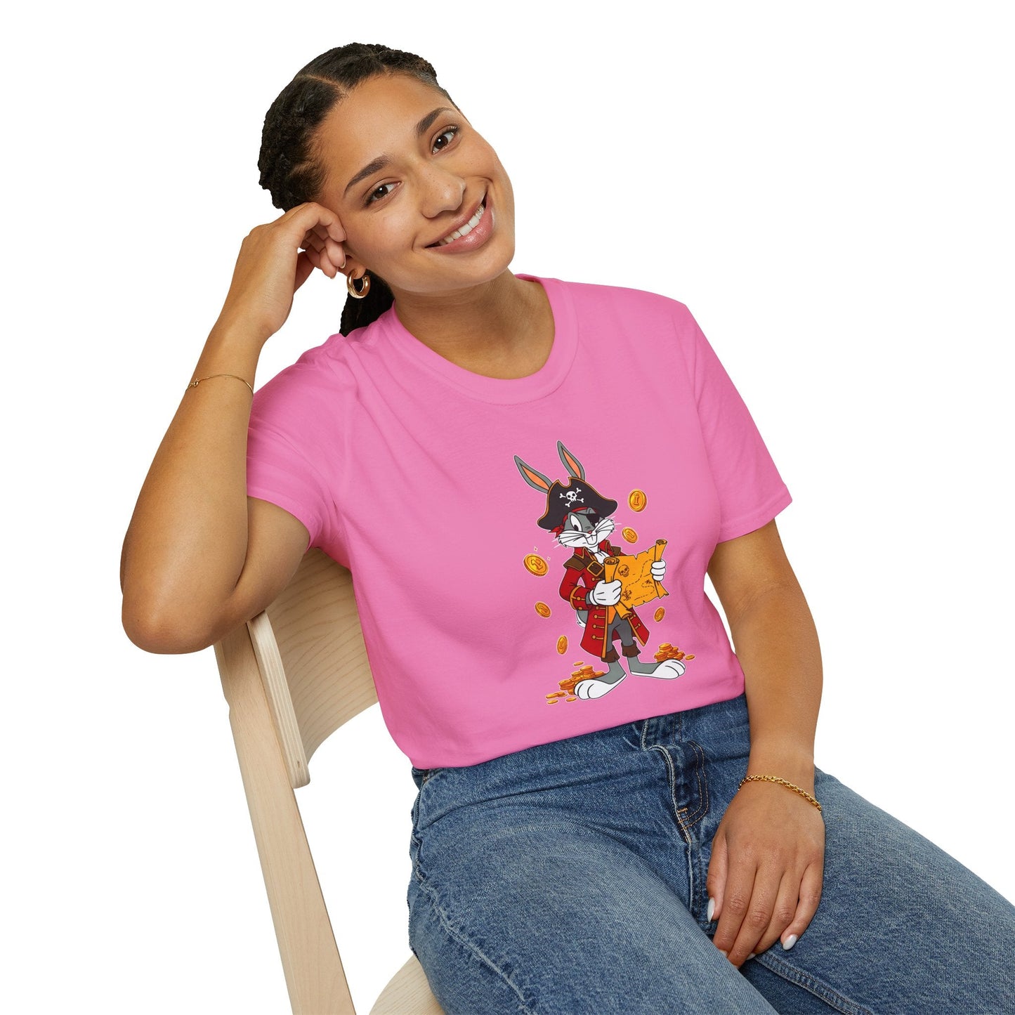 Bugs Bunny Cartoon T Shirt Unisex Gildan Softstyle 64000 Tee With Animated Artwork