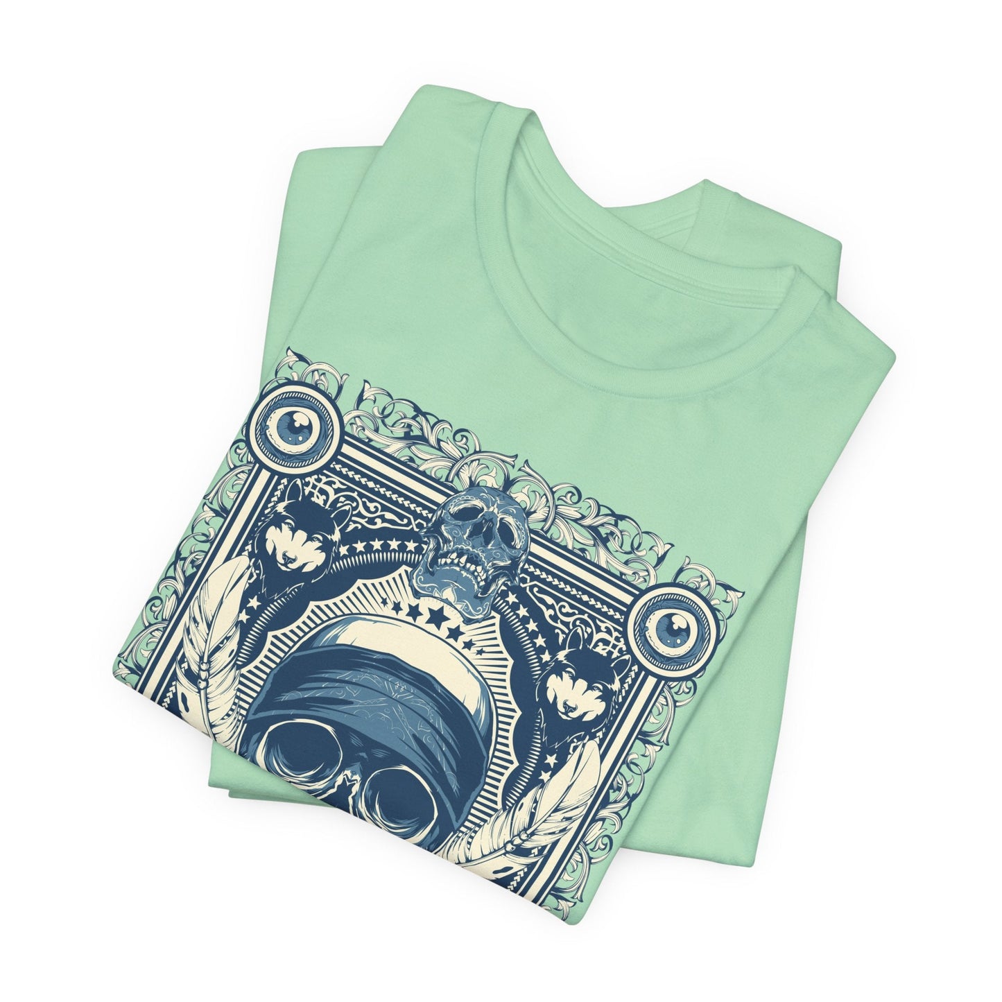 Skull Crown Graphic Tee Vintage Ornate Skull Illustration Rock Band T-Shirt