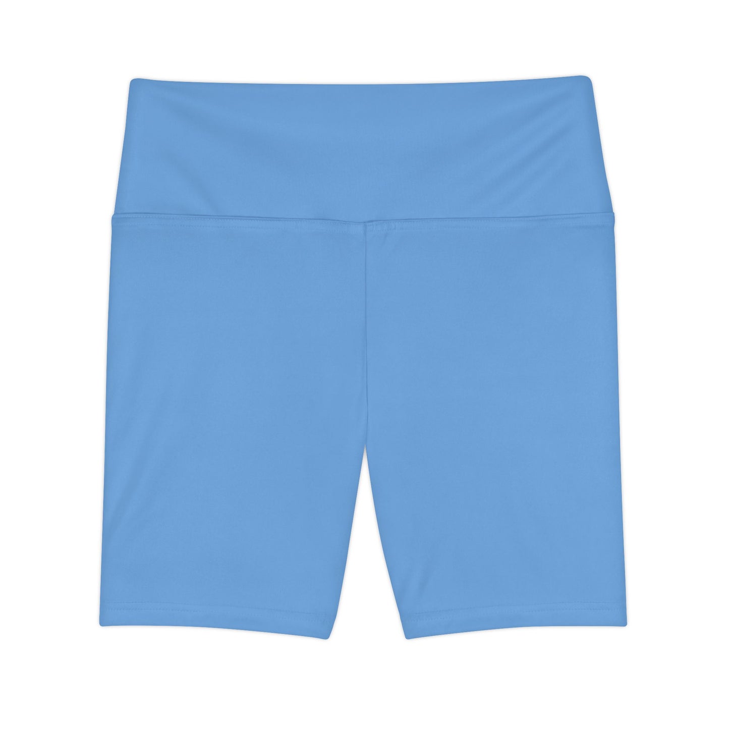 Frizz Horizon Blue Women's Workout Shorts — Solid High-Waist Biker Shorts for Exercise & Everyday Wear