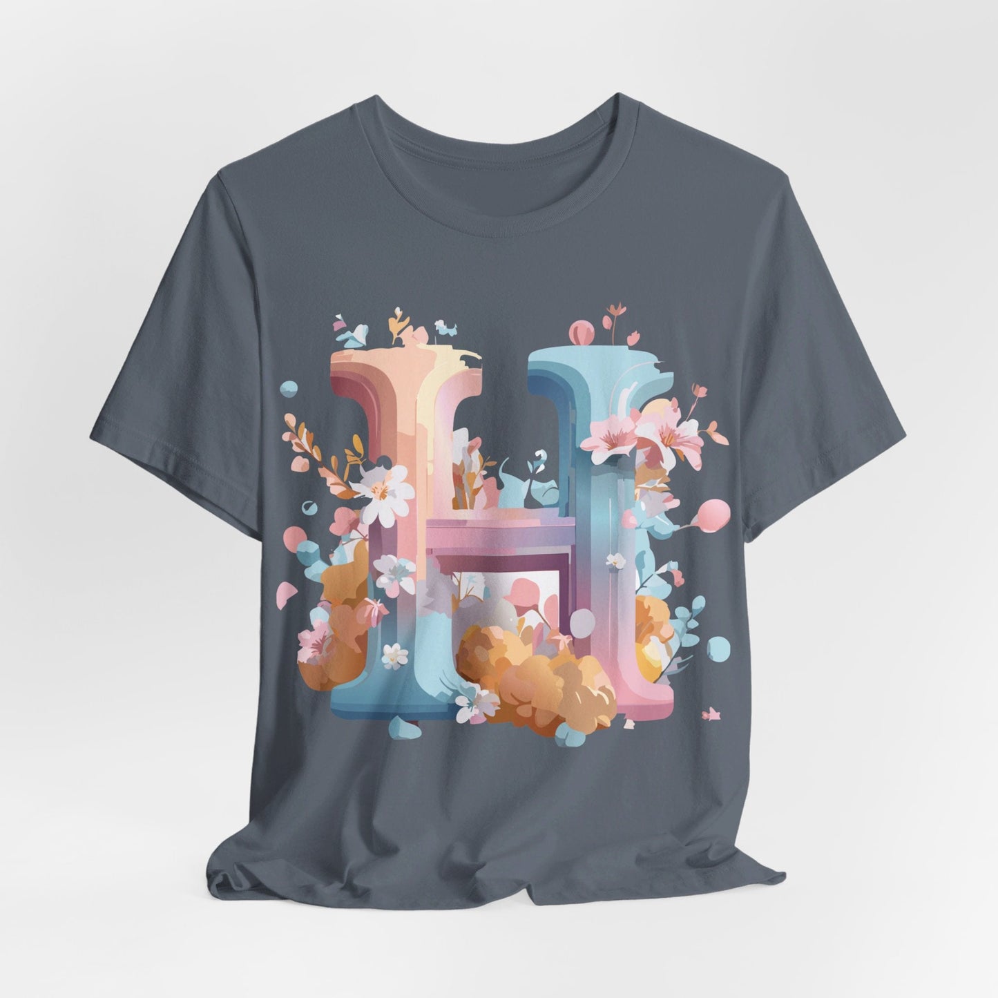 Letter H Shirt Unisex Graphic Tee By Adelpha Vintage Inspired Artwork Short Sleeve