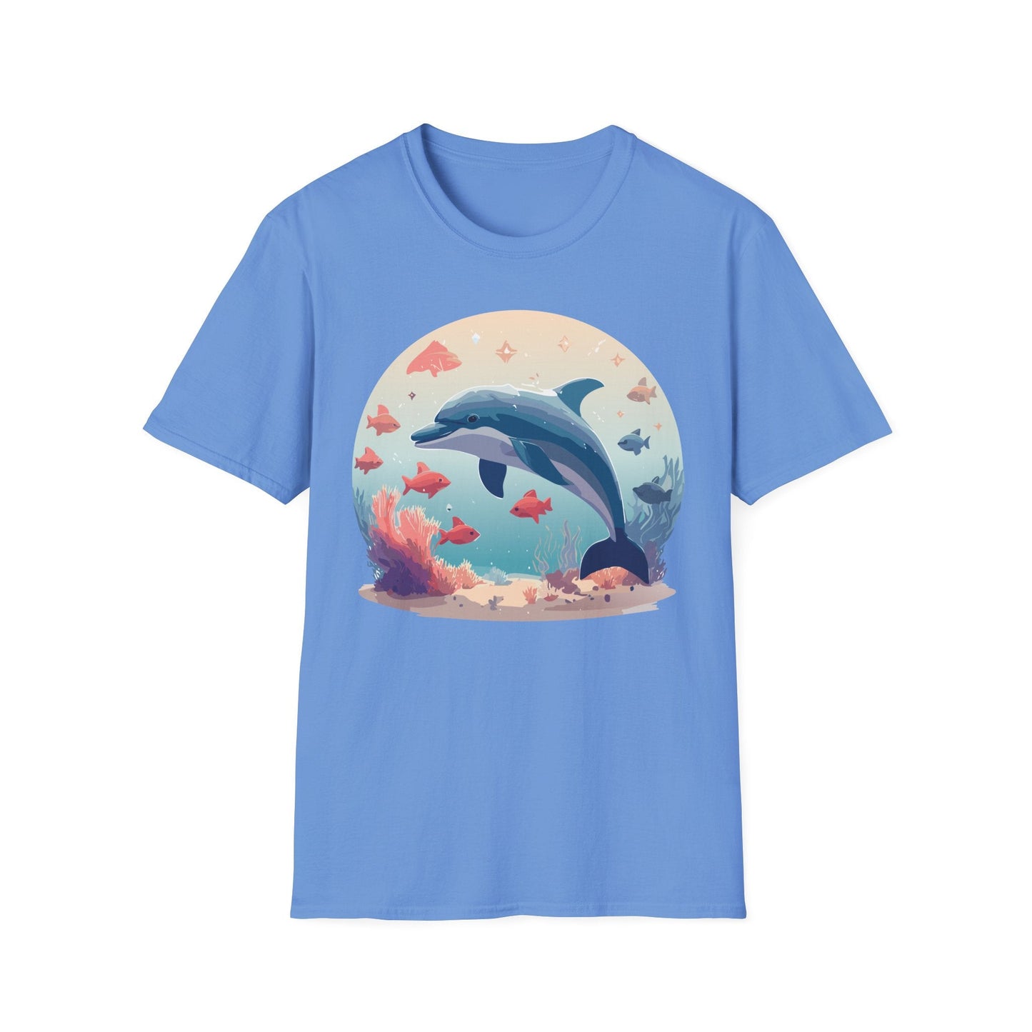 Dolphin Shirt Unisex Softstyle Tee 64000 Gildan 100 Percent Ring Spun Cotton For Everyday Comfort