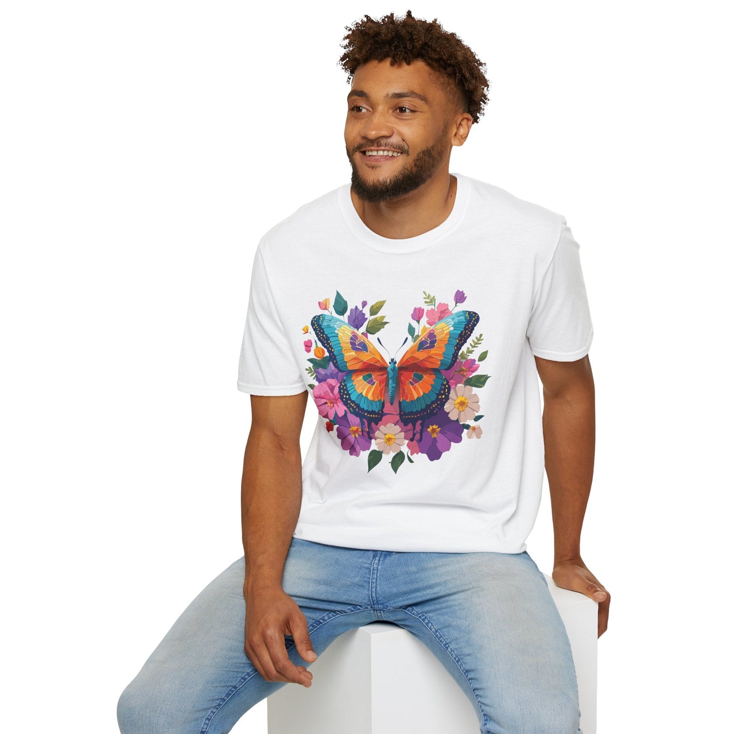 Butterfly Themed Unisex Softstyle T Shirt 100 Cotton Monarch Design Tee Gildan 64000