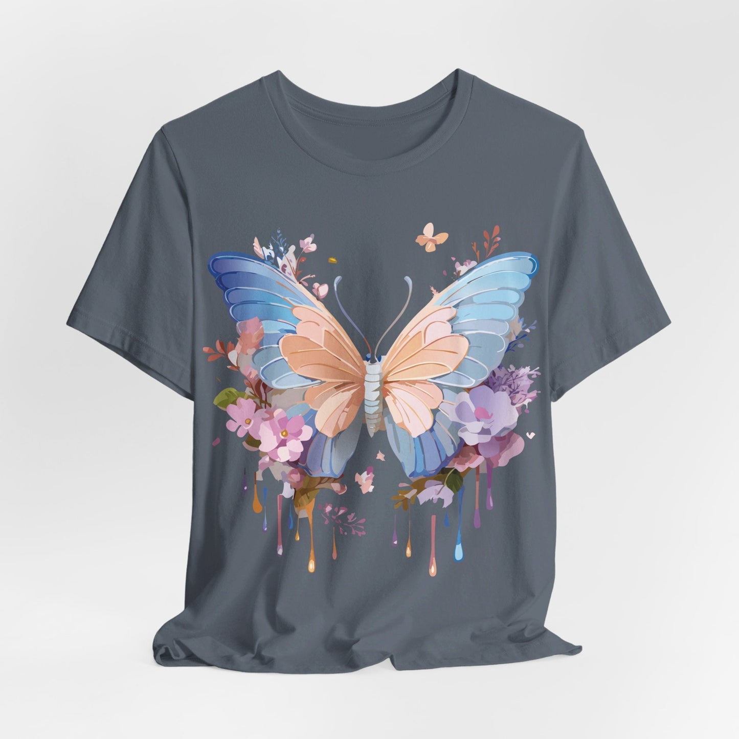 Butterfly Graphic Unisex 100 Cotton Lightweight Vintage Floral Design Jersey Tee 2