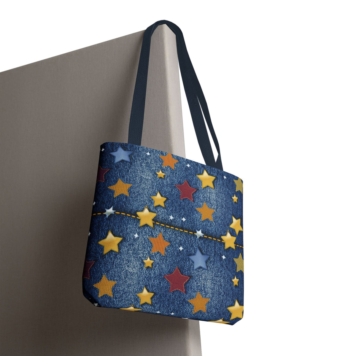Denim Fabric Imitation Print Unisex Canvas Bag Poly Spun 3 Sizes Tote Bag 181-4