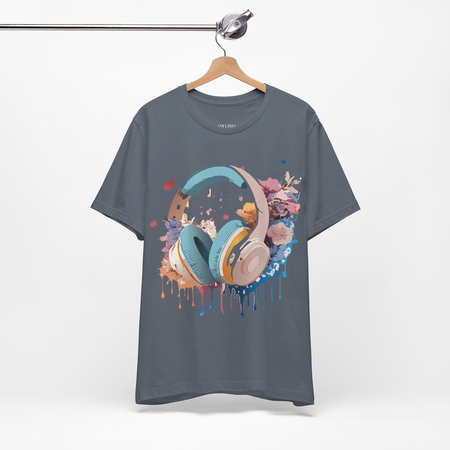 Music Graphic Unisex 100 Cotton Vintage Art with Musical Elements Tee 1