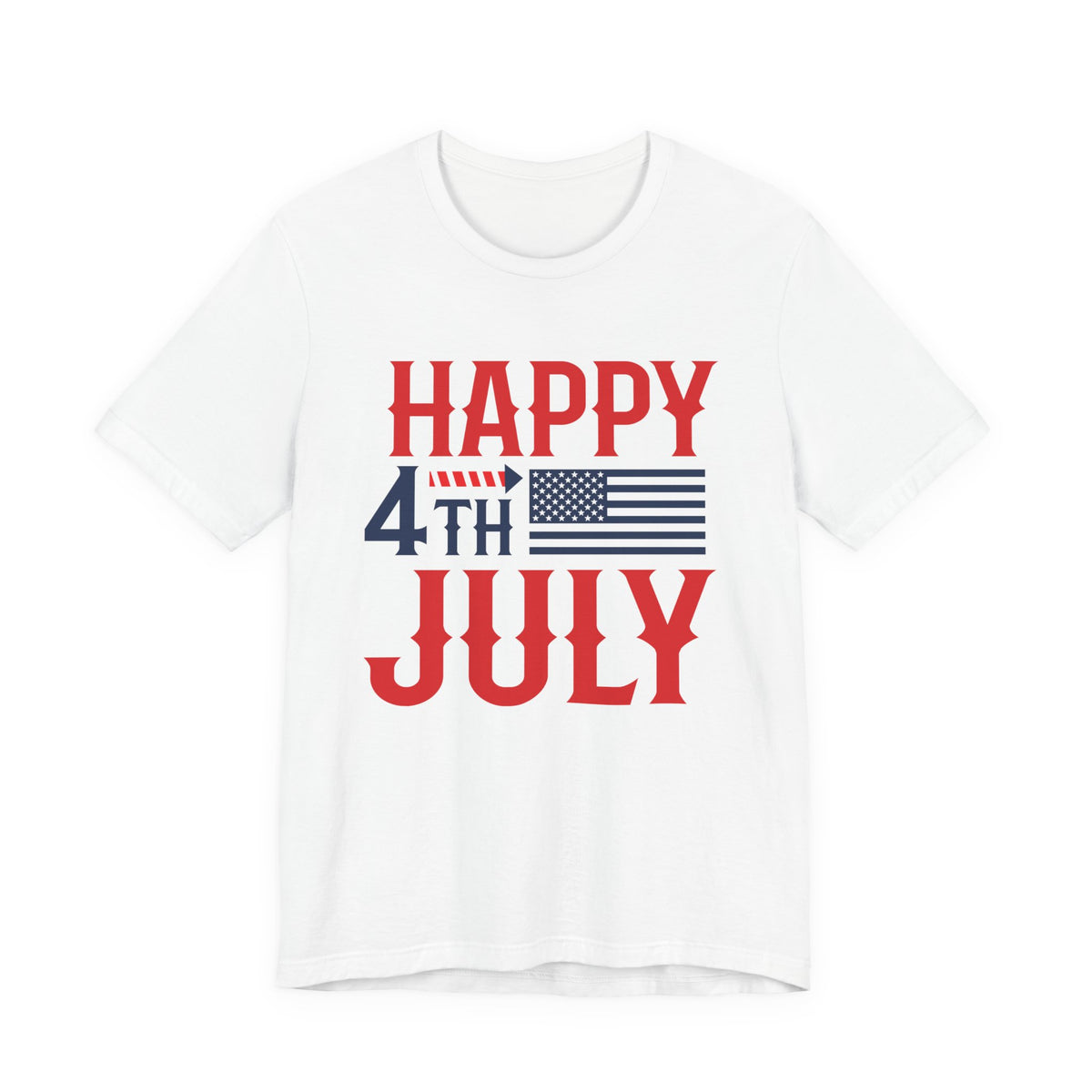 Happy 4th July American Flag T-Shirt Independence Day Patriotic Unisex Cotton Tee 011