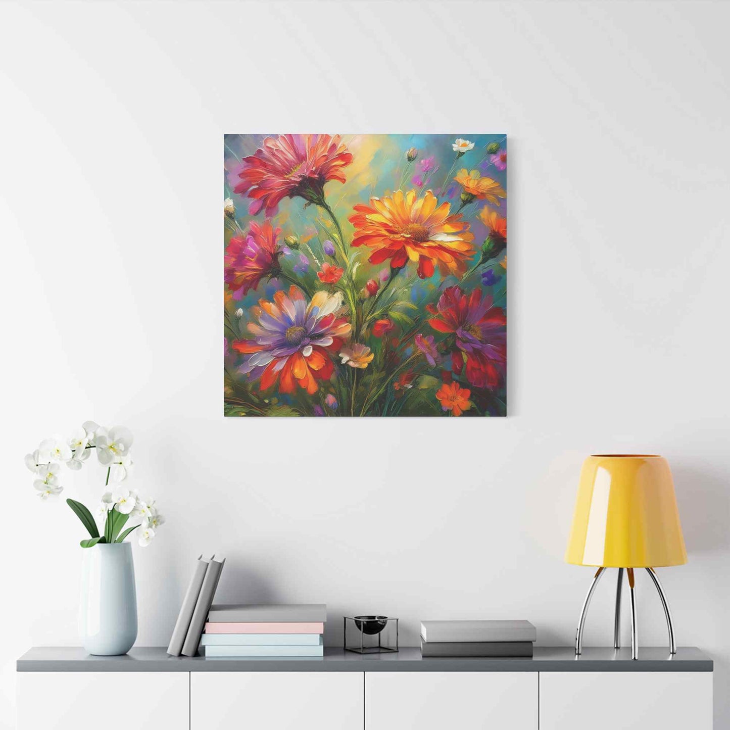 Flowers Print Canvas, Floral Oil Paint Print 20x20, 24x24, 30x30, 32x32, 36x36, Floral Art Design Print Non-Frame MC-13