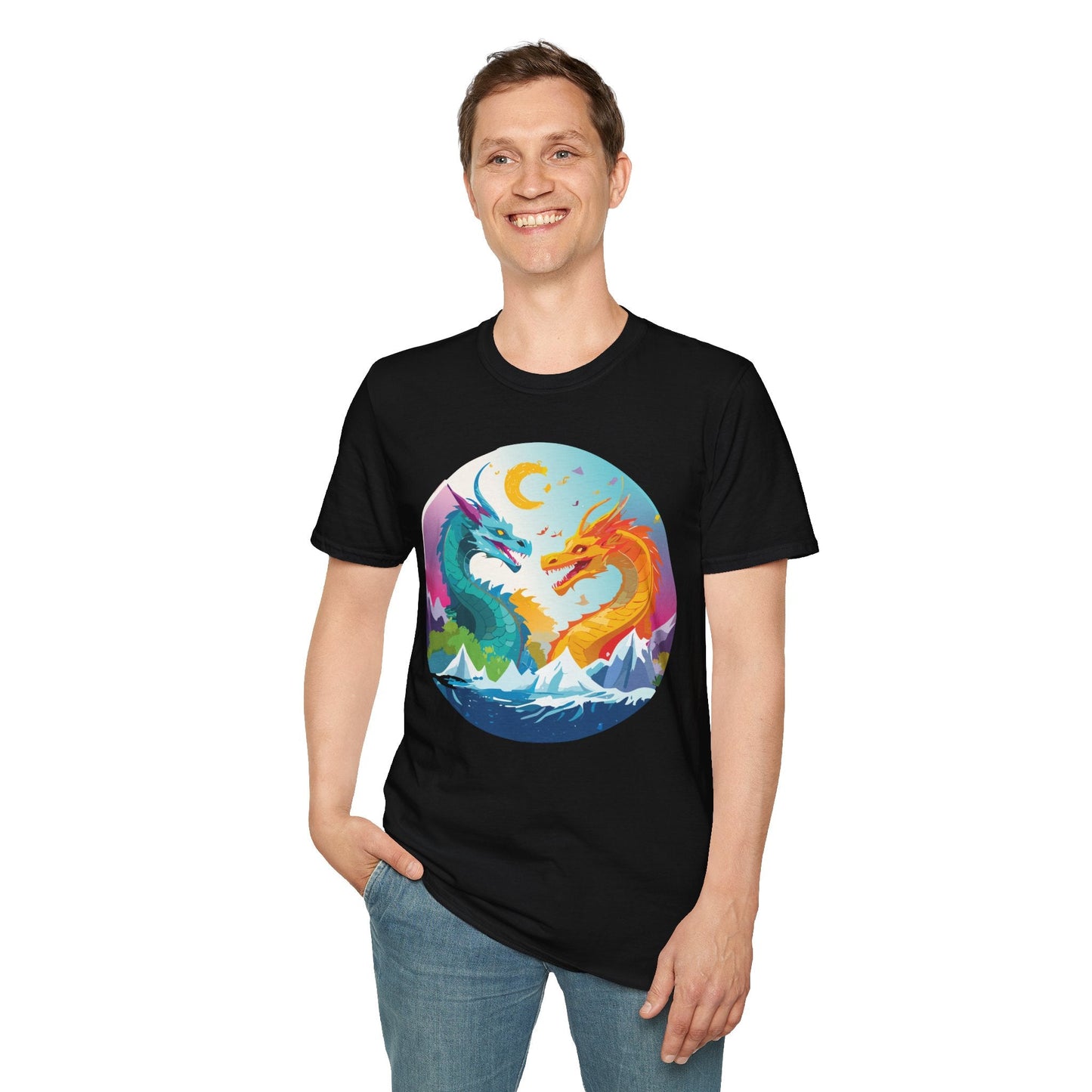 Dragon T Shirt Unisex Gildan Softstyle 64000 Tee Dragon Artwork Animal Print Shirt