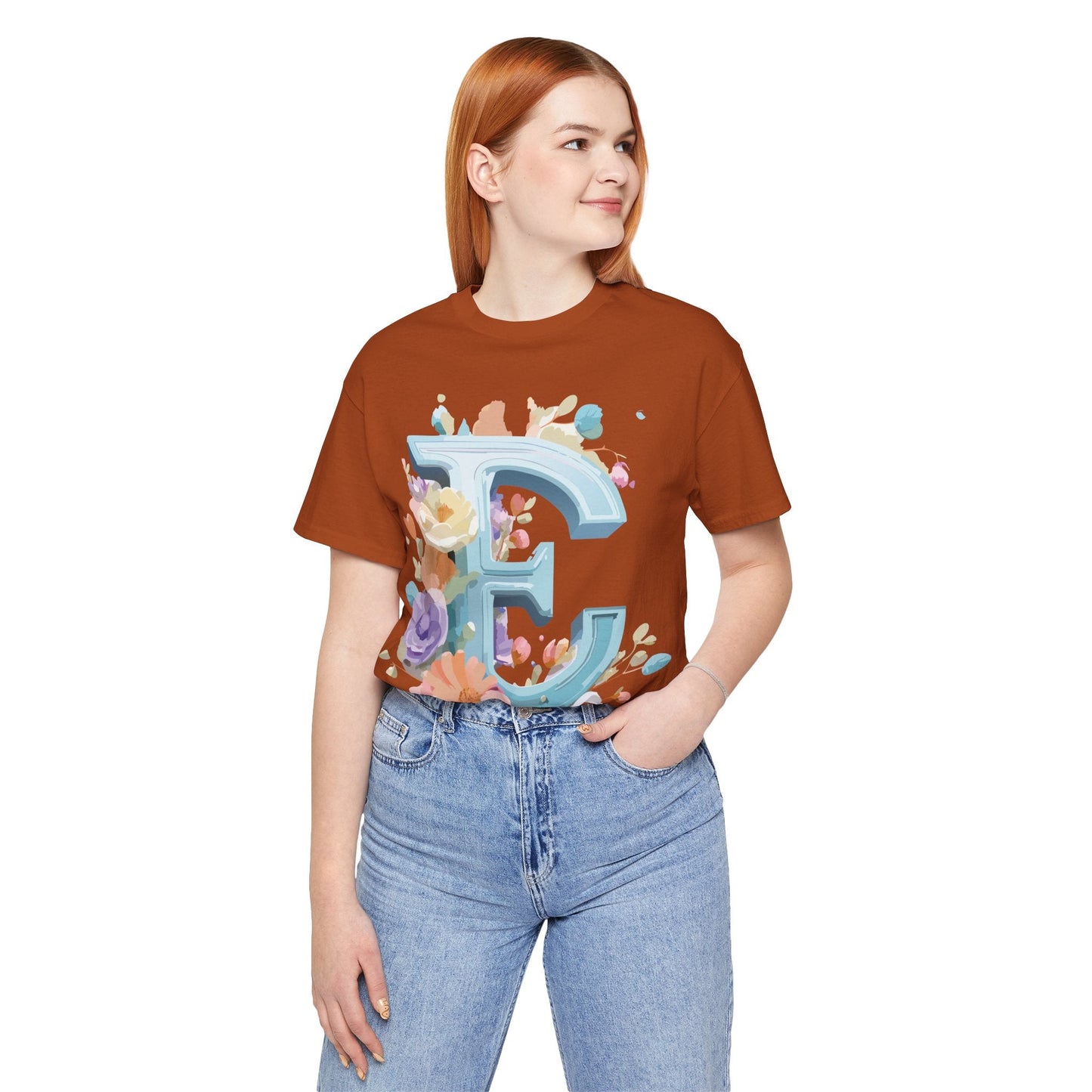 Letter E Graphic Tee Unisex Vintage Inspired Art Design Adelpha Short Sleeve Shirt